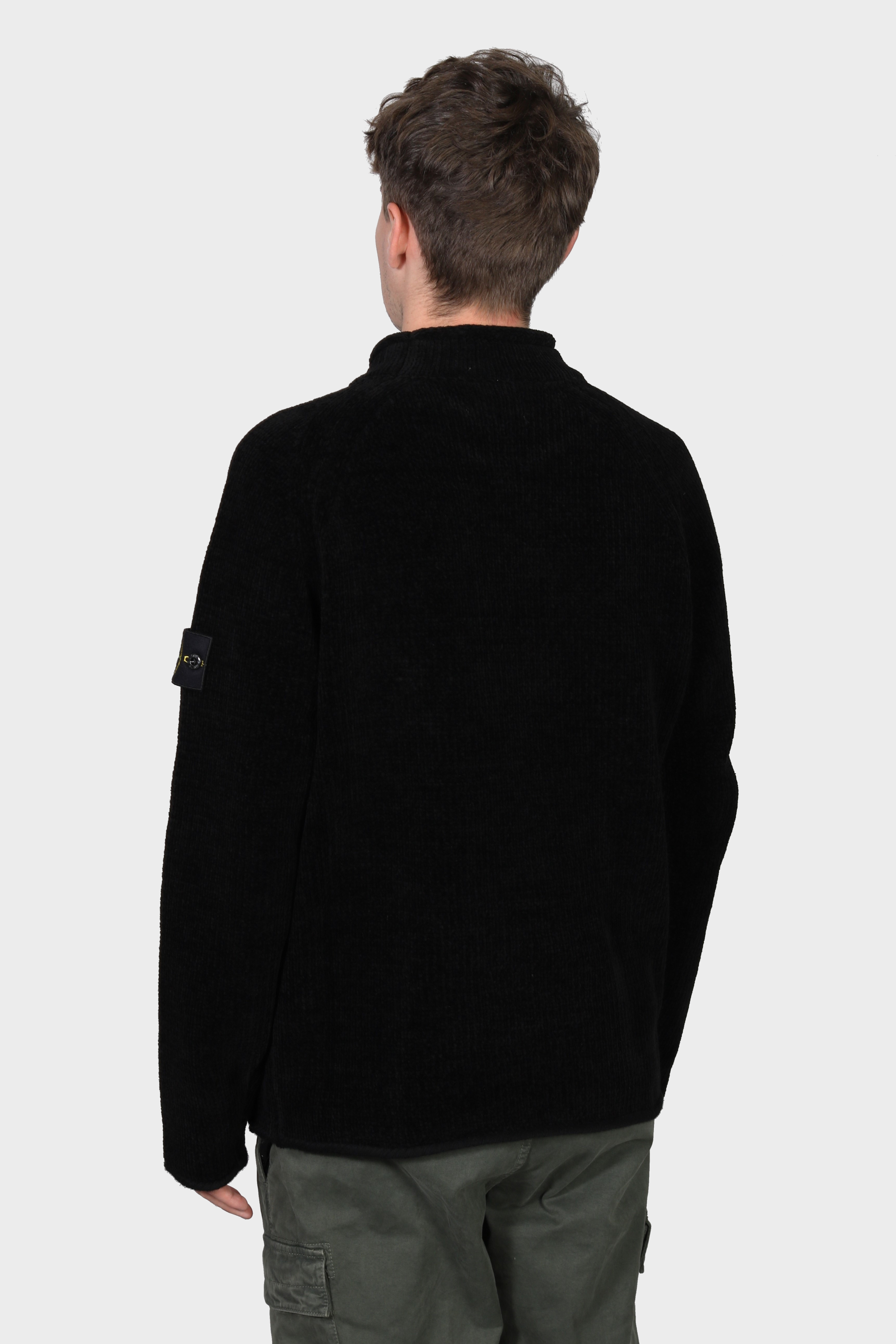 STONE ISLAND Super Soft Cotton Knit Pullover in Black 3XL