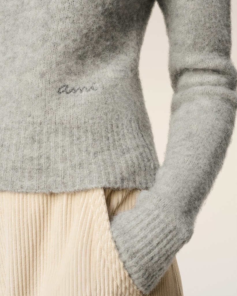 AMI PARIS Fluffy Knit Sweater in Grey