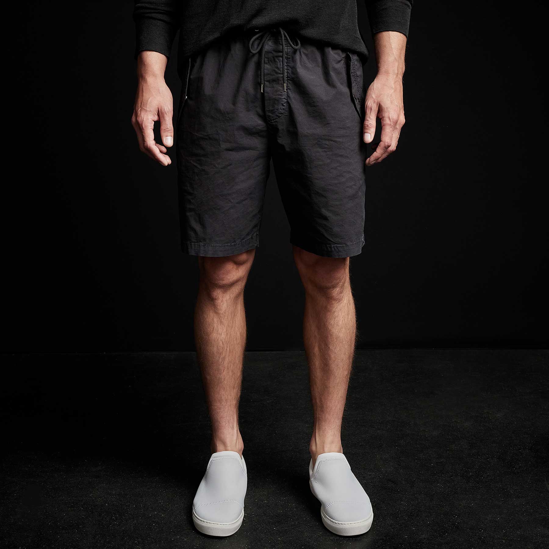 JAMES PERSE Relaxed Stretch Poplin Shorts in Black 1/S