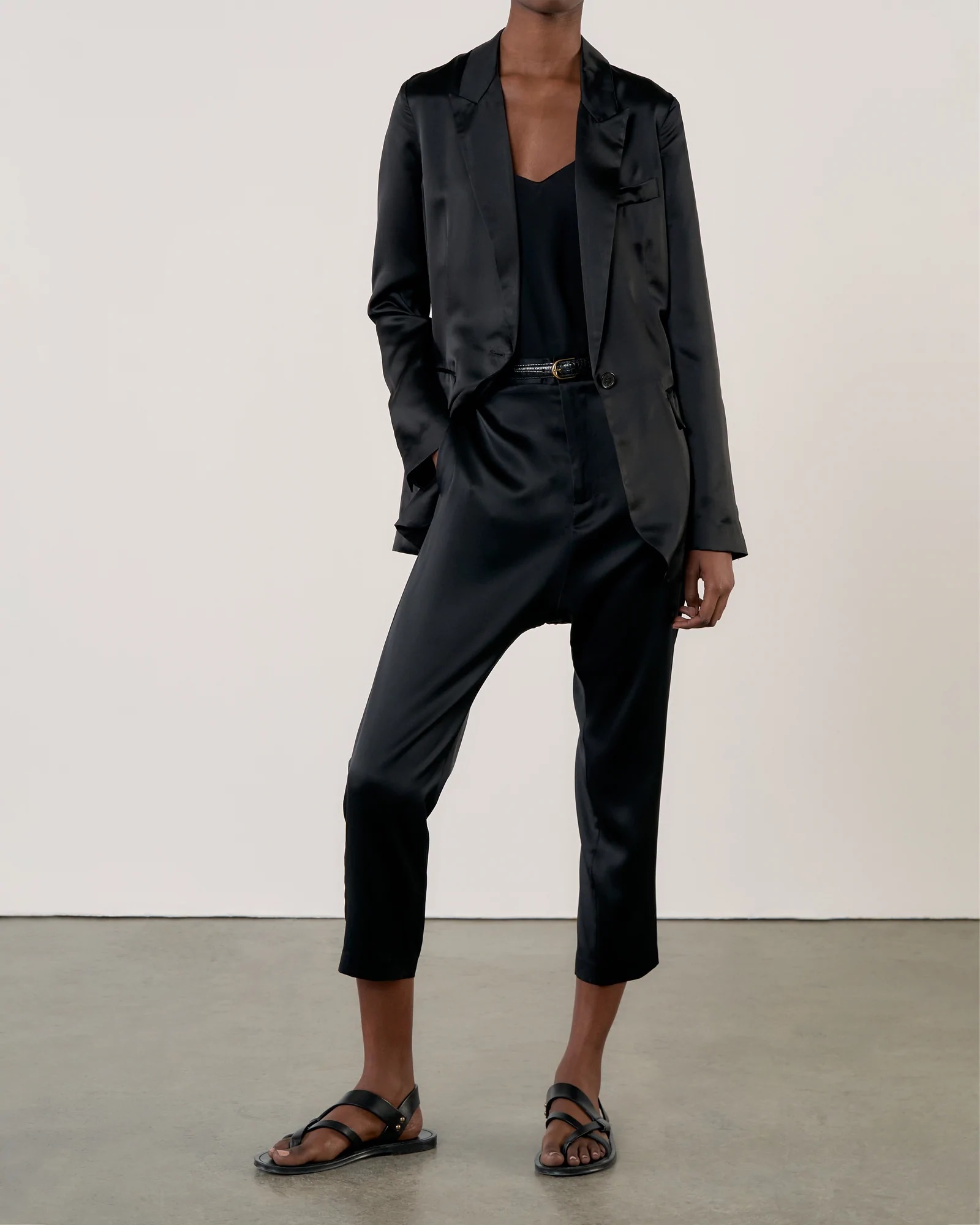 NILI LOTAN Eveline Silk Blazer in Black 4/M