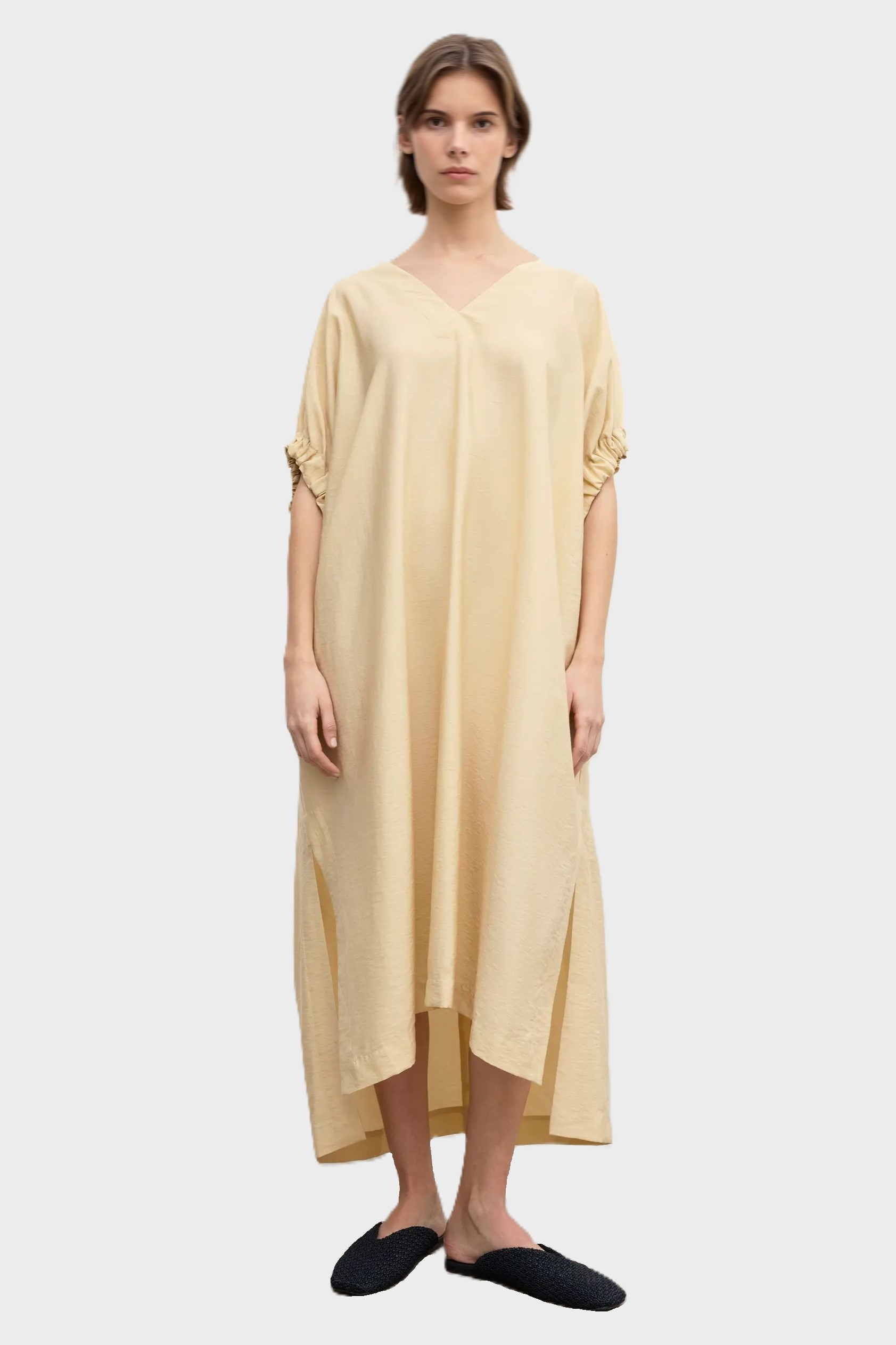 DAGMAR Rouched Dress in Desert Sand DAGMAR Rouched Dress in Desert Sand