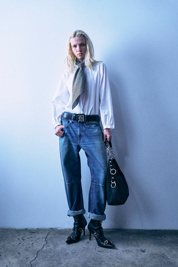 R13 Articulated Knee X-BF Jeans in Hackney Blue
