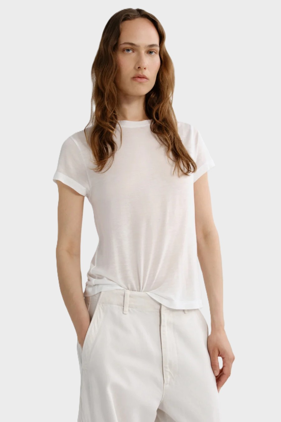 AGOLDE Adine Tencel Tee in Offwhite