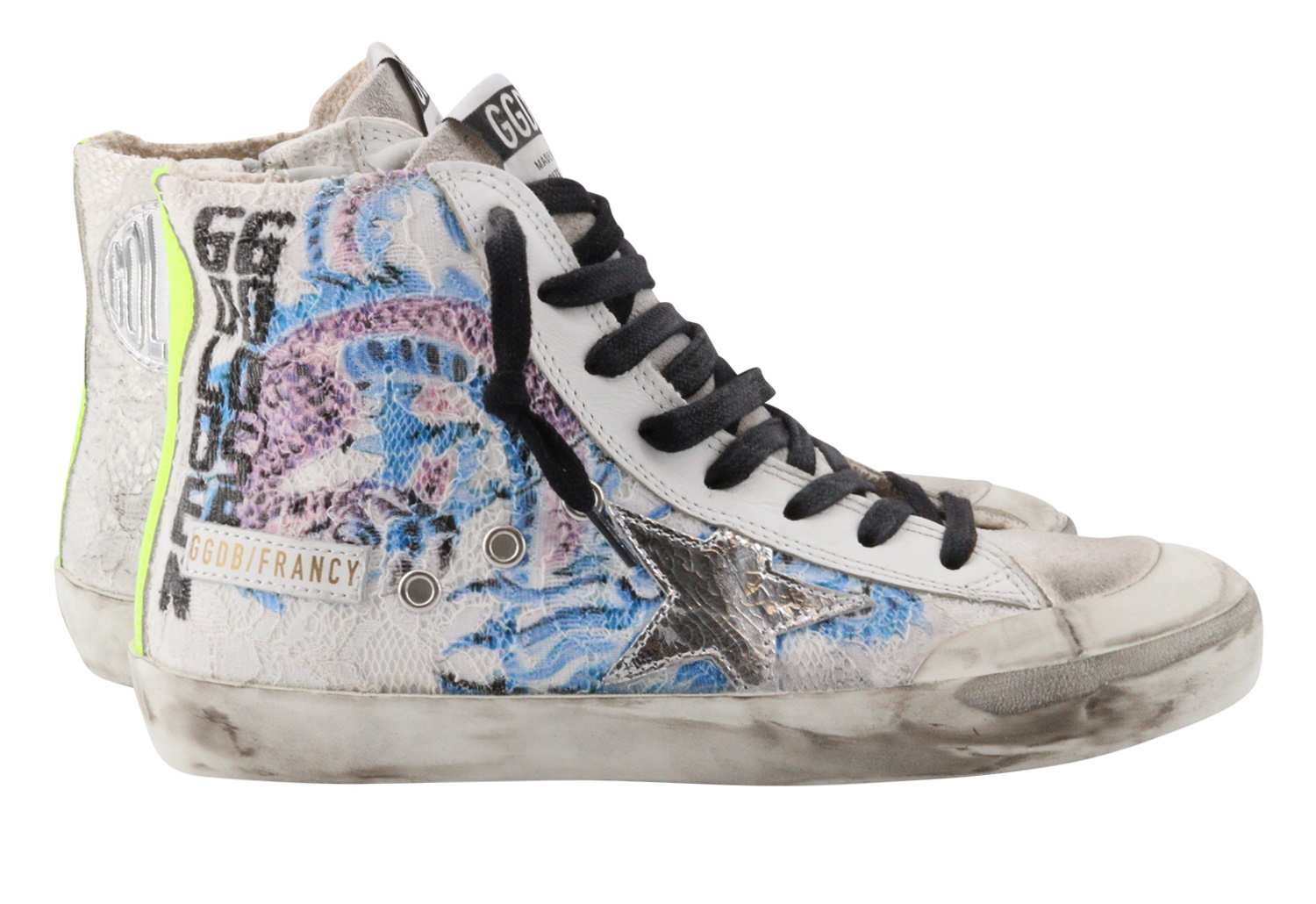 Golden Goose Francy Lace Upper With Japanese Print Crackle Star