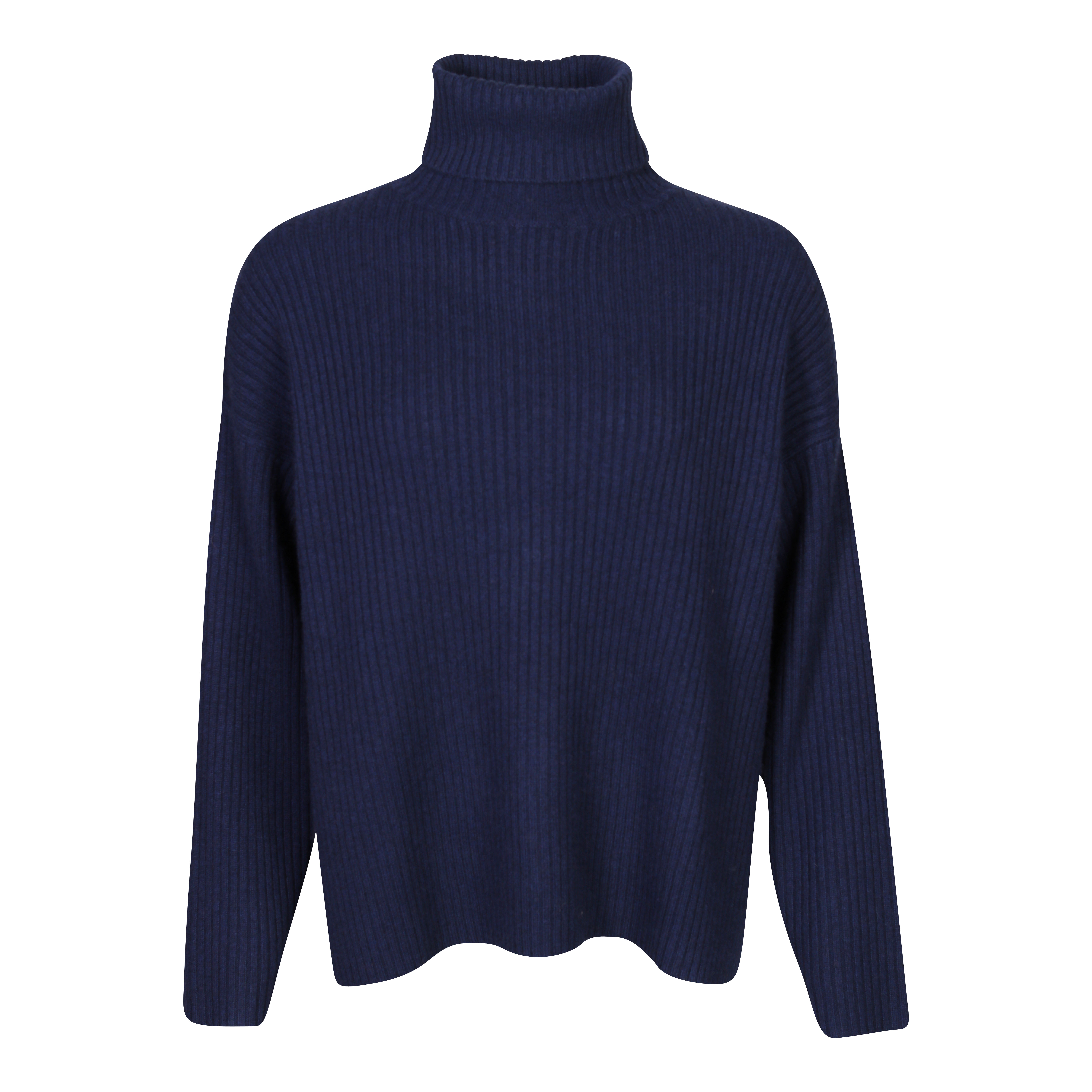 Flona Cashmere Rollneck Rib Pullover in Navy