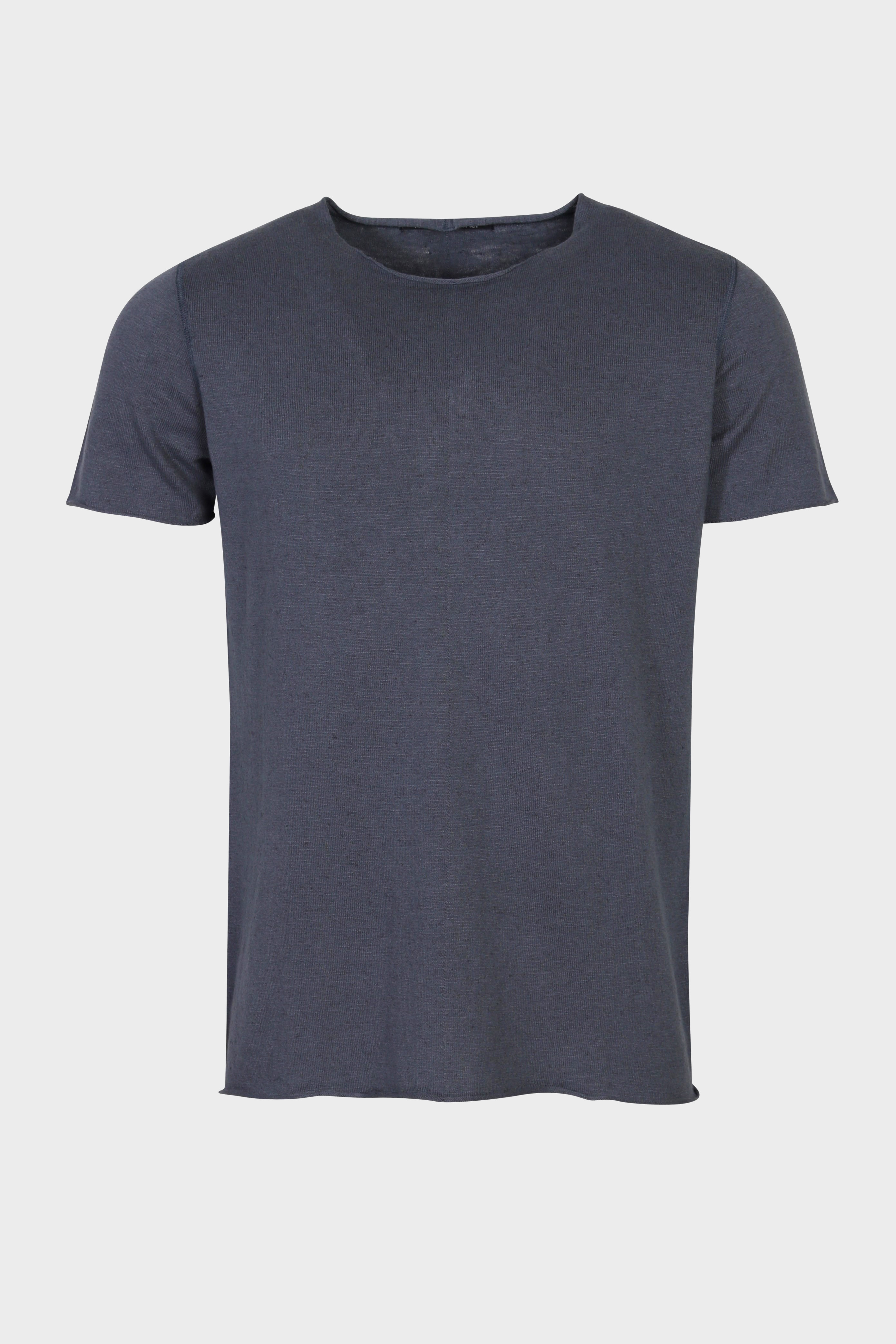 HANNES ROETHER Knit T-Shirt in Greyish Blue 3XL