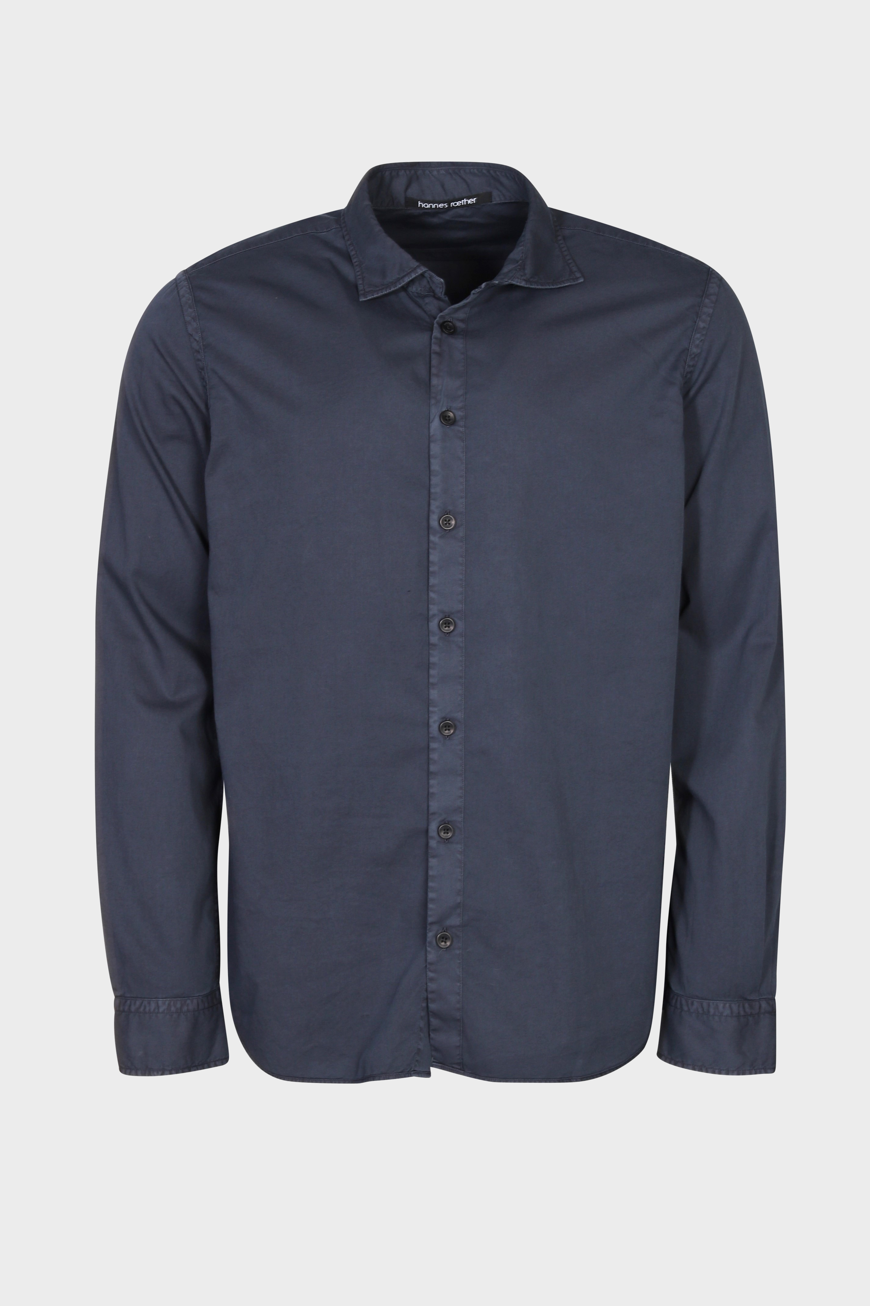 HANNES ROETHER Cotton Shirt in Dark Blue