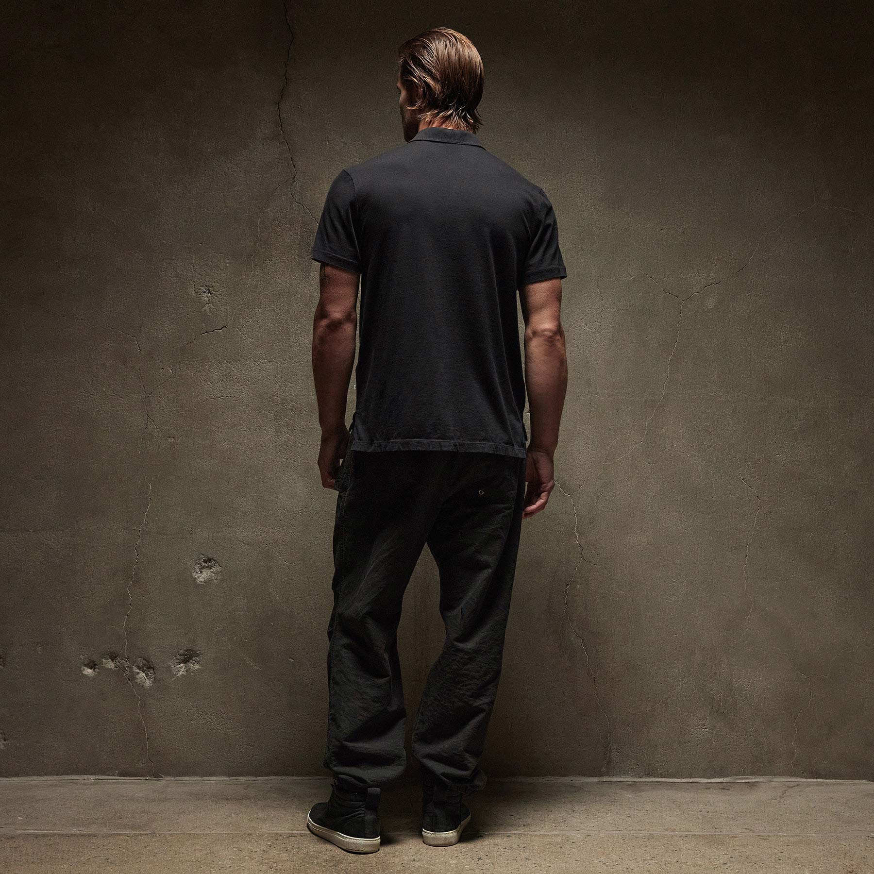 JAMES PERSE Revised Standard Polo in Black S/1