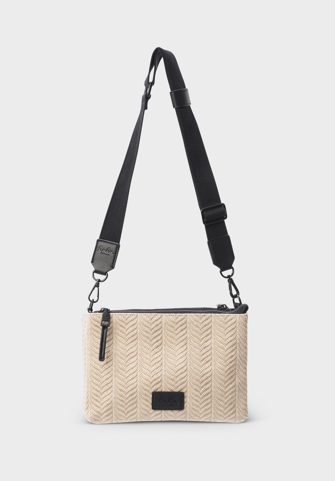 LALA BERLIN Crossbody Pouch Marte in Chevron Creme Brulee