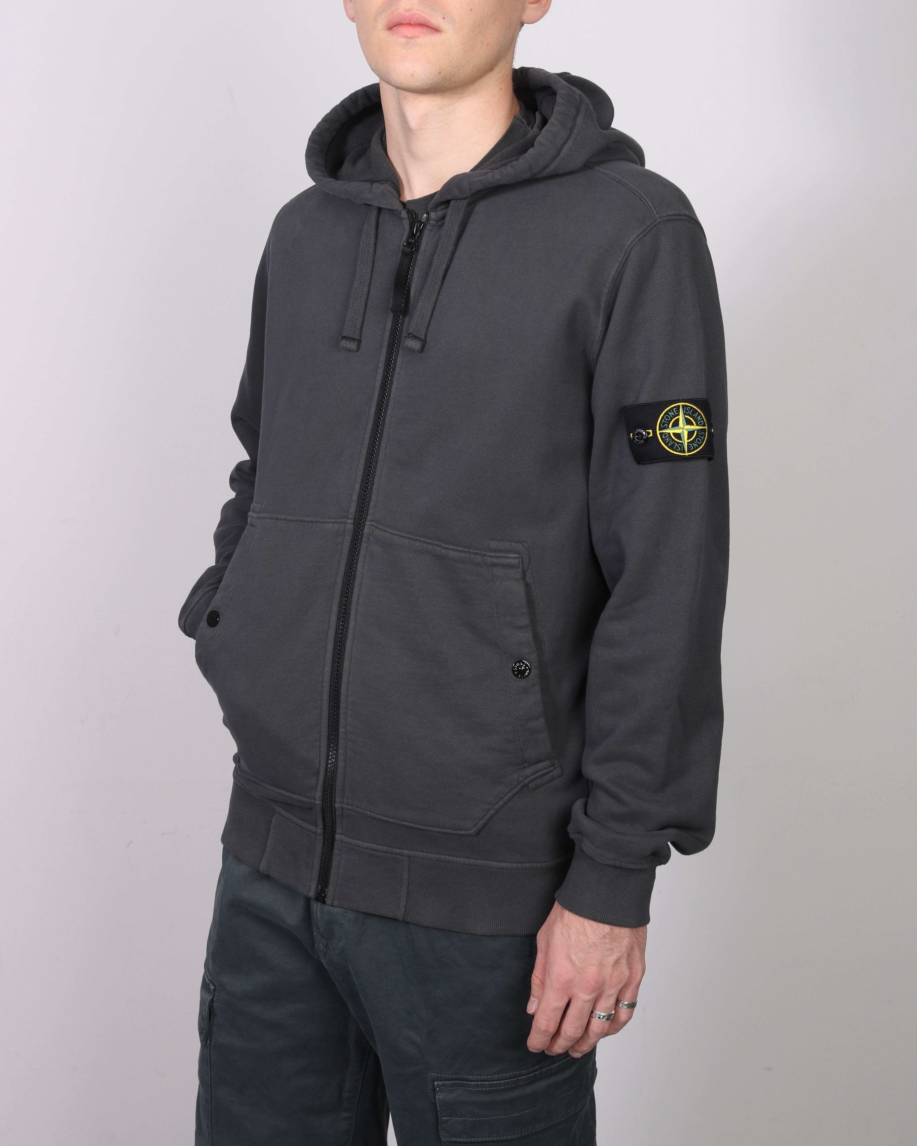 STONE ISLAND Zip Sweat Hoodie in Dark Grey S