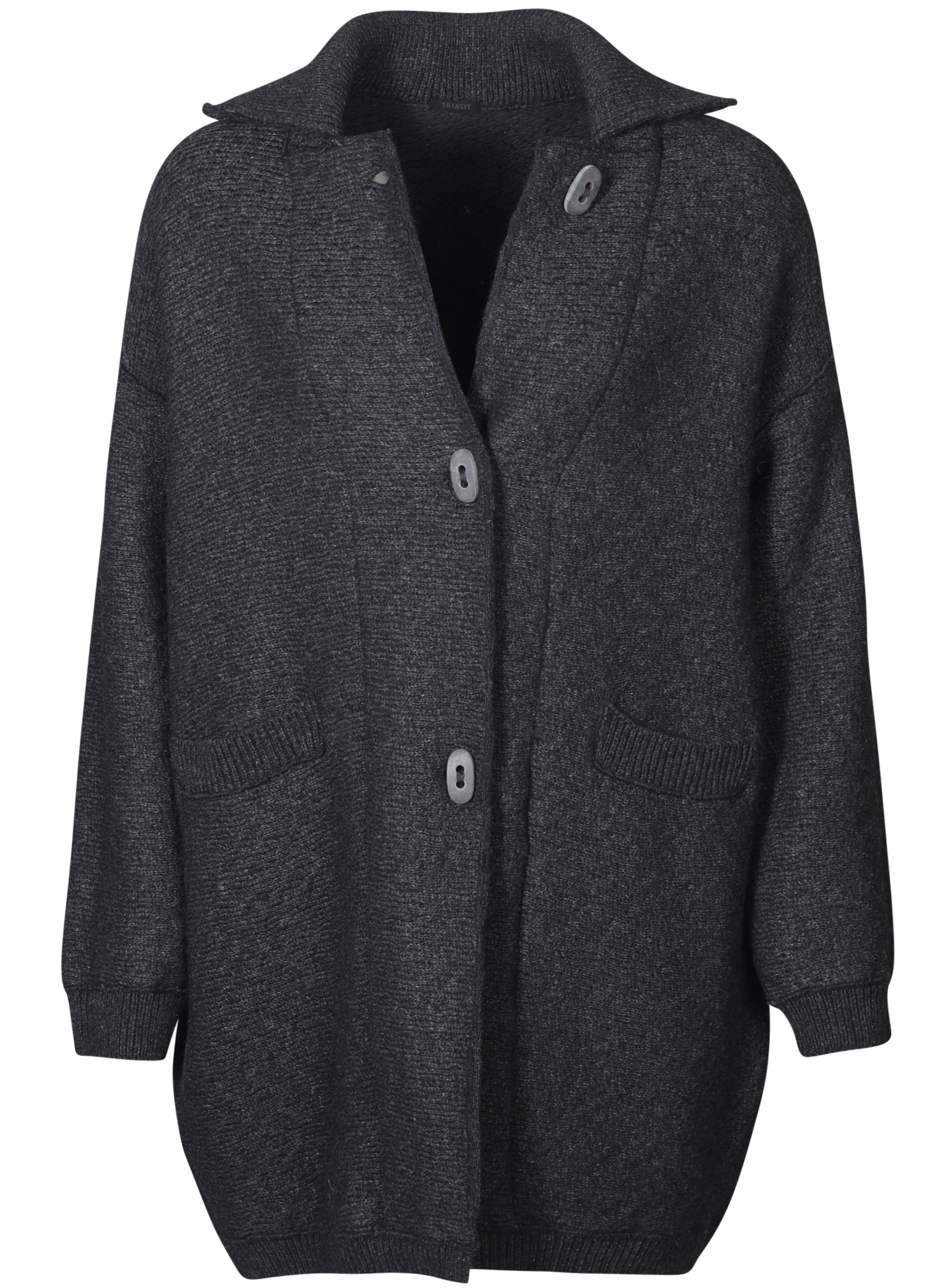TRANSIT PAR SUCH Heavy Knit Long Jacket in Charcoal TRANSIT PAR SUCH Heavy Knit Long Jacket in Charcoal