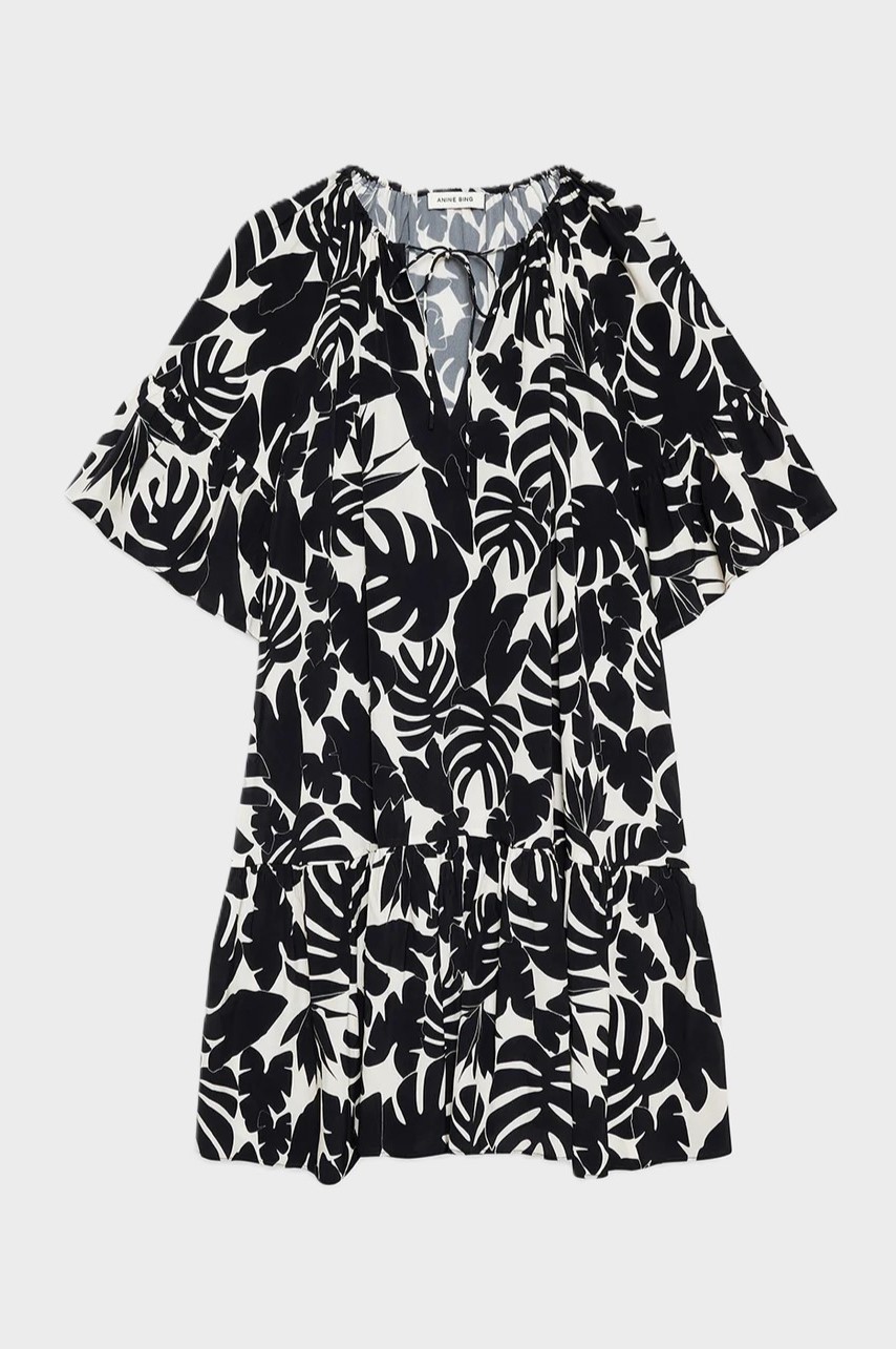 ANINE BING Lolita Dress in Black Bird of Paradise