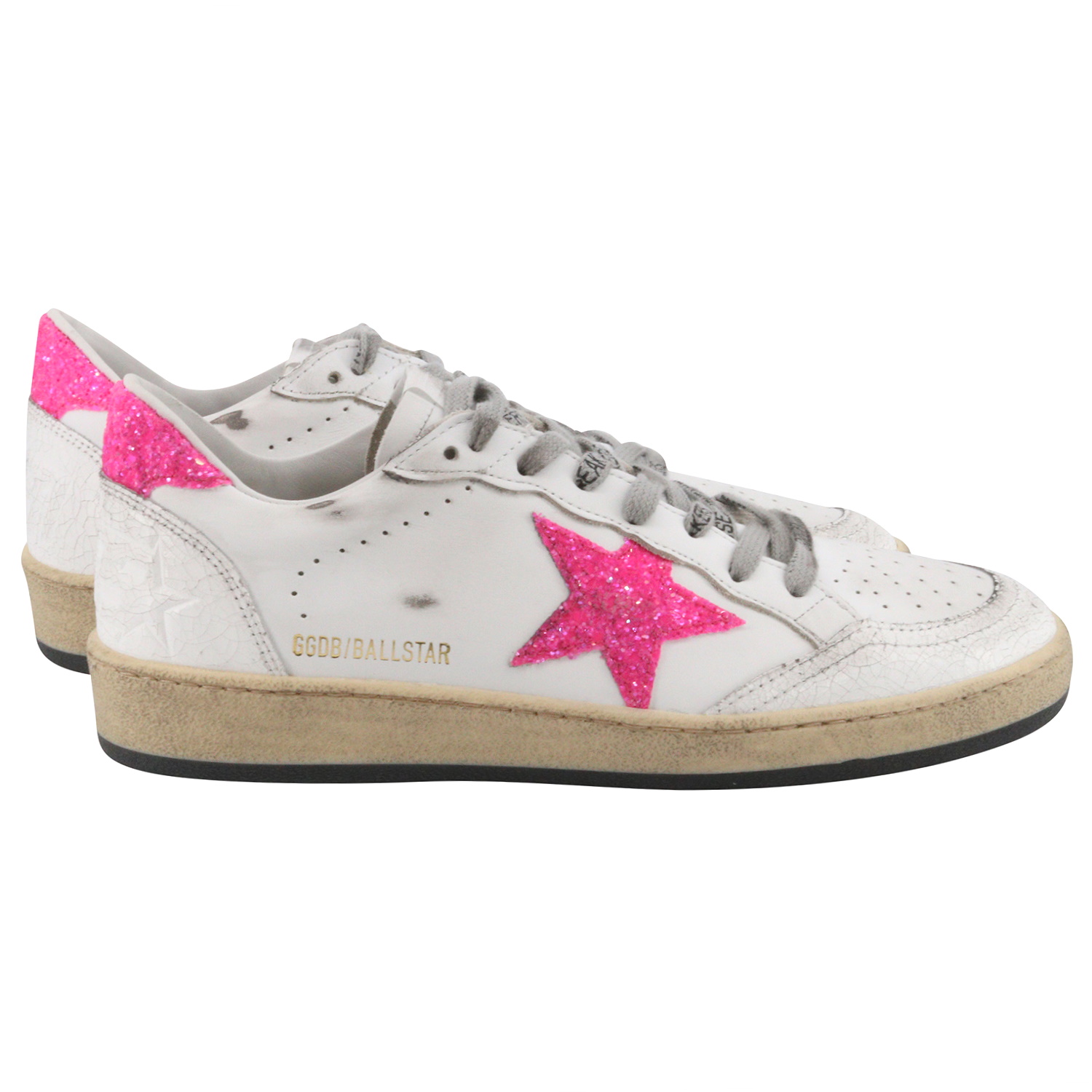 Golden Goose Sneaker Ballstar Glitter Star White/Pink Fluo
