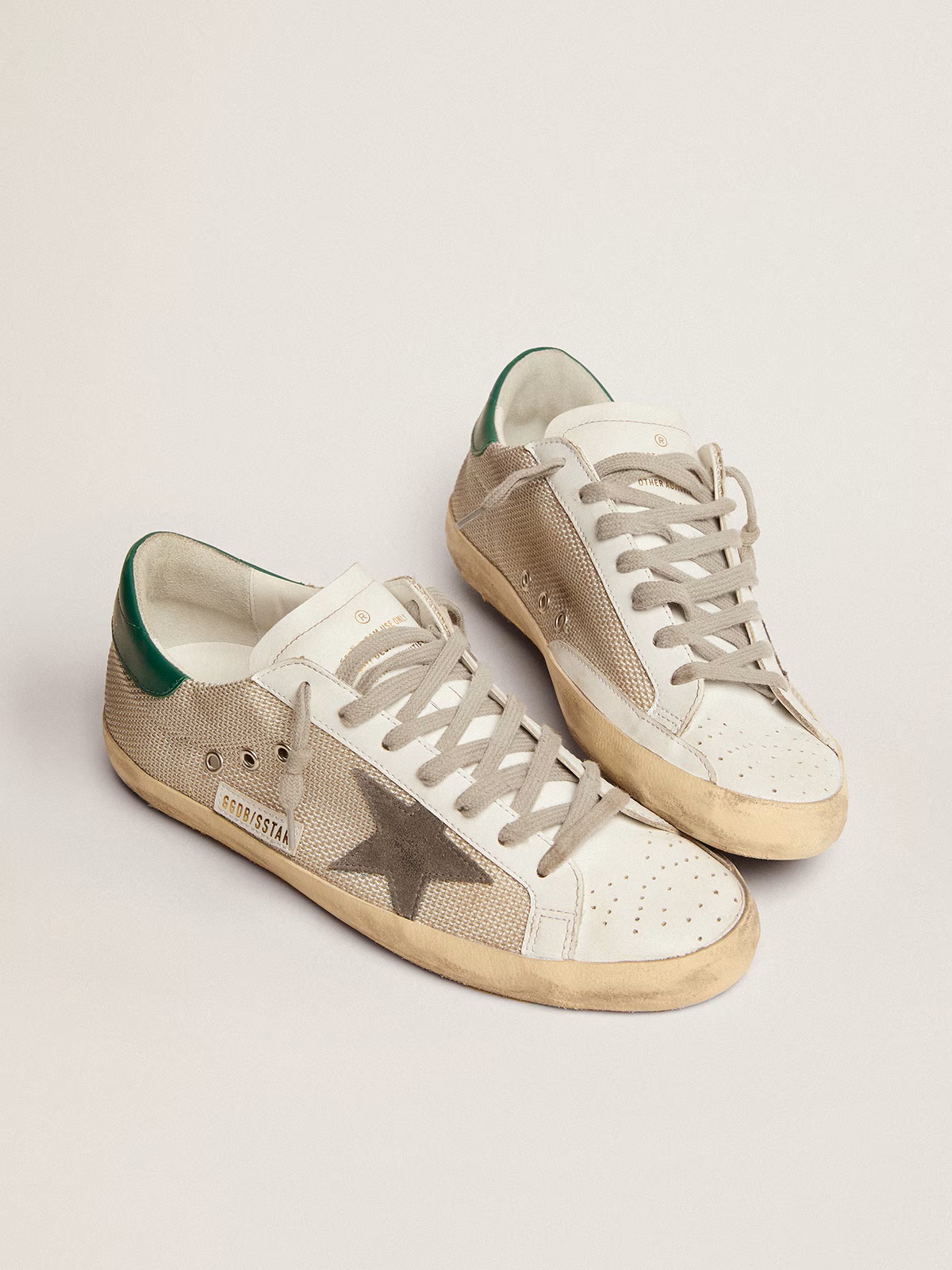 GOLDEN GOOSE Super-Star Net Grey Suede Star Green Heel