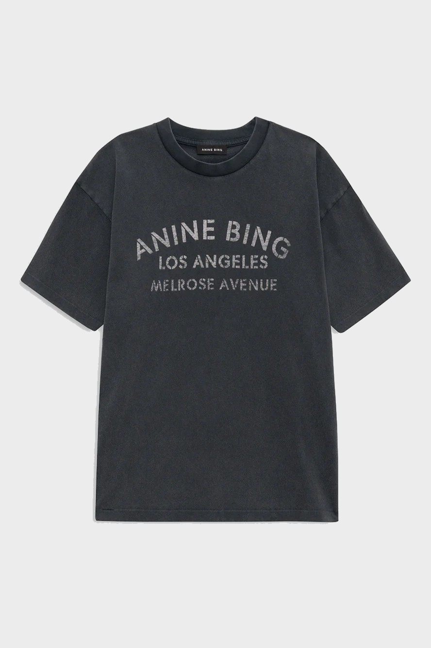 ANINE BING Cade Tee Melrose Tencil in Washed Black