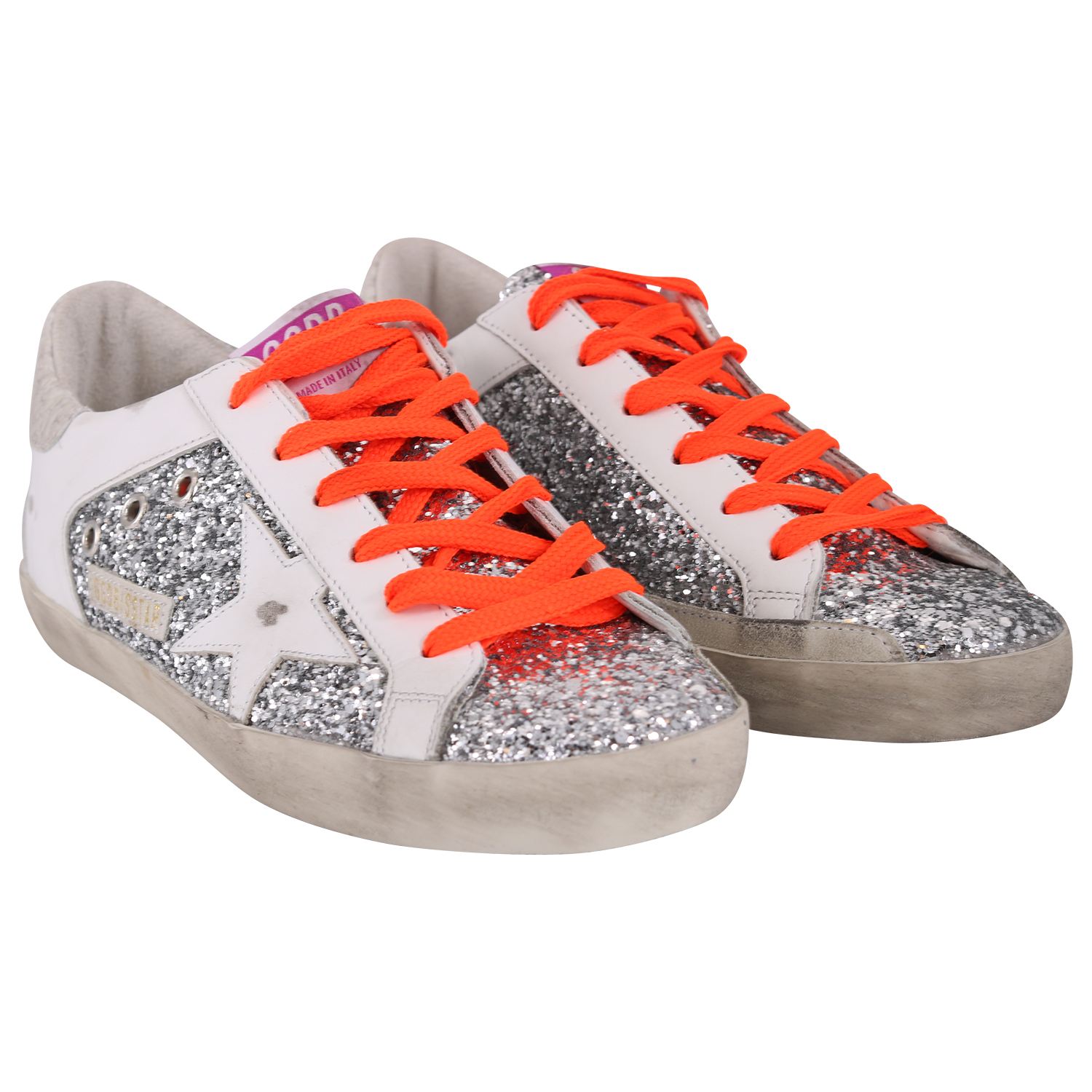 Golden Goose Sneaker Superstar Glitter and Leather Star Phyton Print