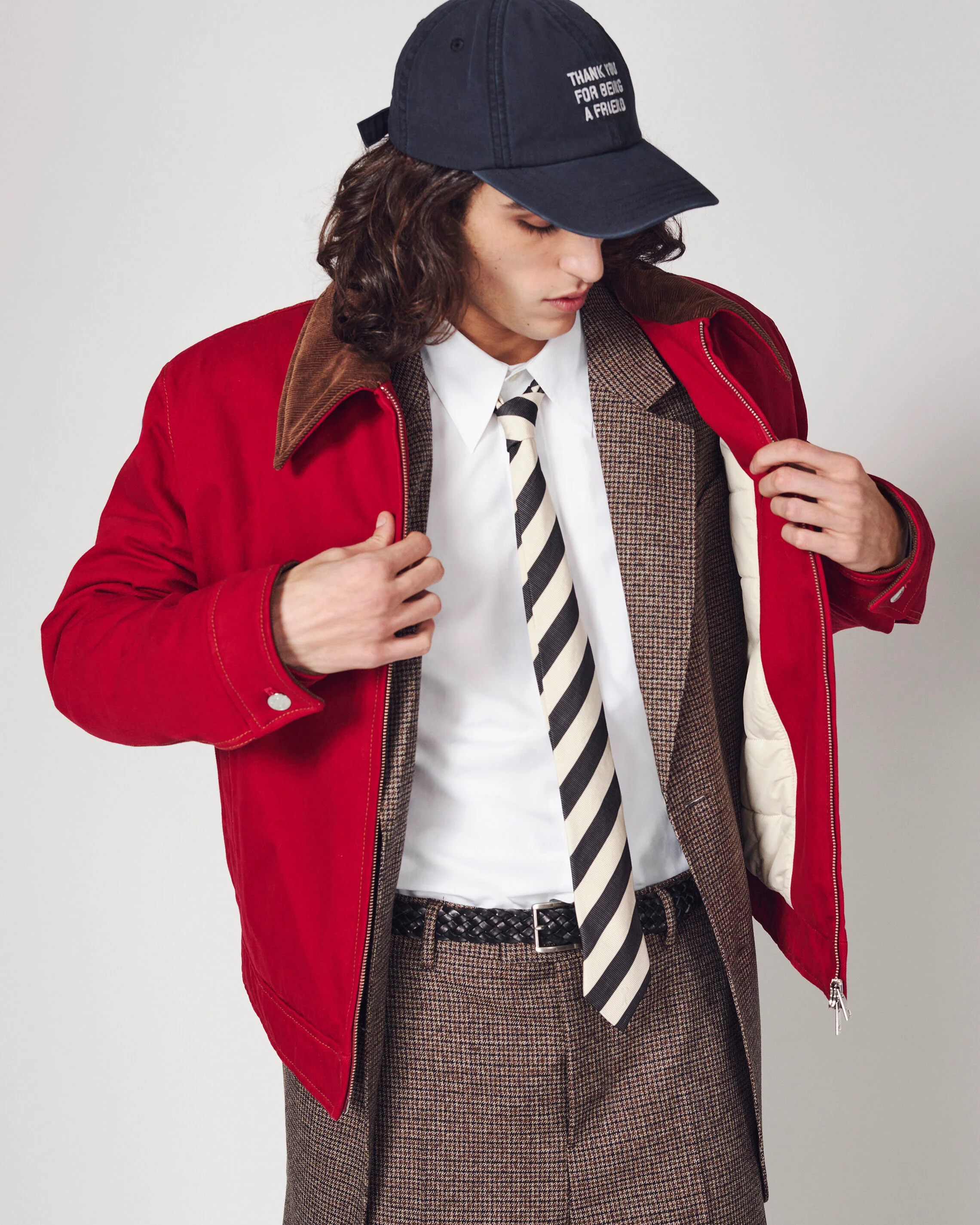 AMI PARIS Cotton Twill Jacket with Corduroy Collar