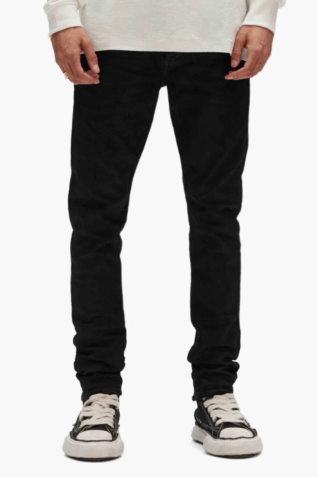PURPLE-BRAND Soft Raw Skinny Jeans P001 in Black