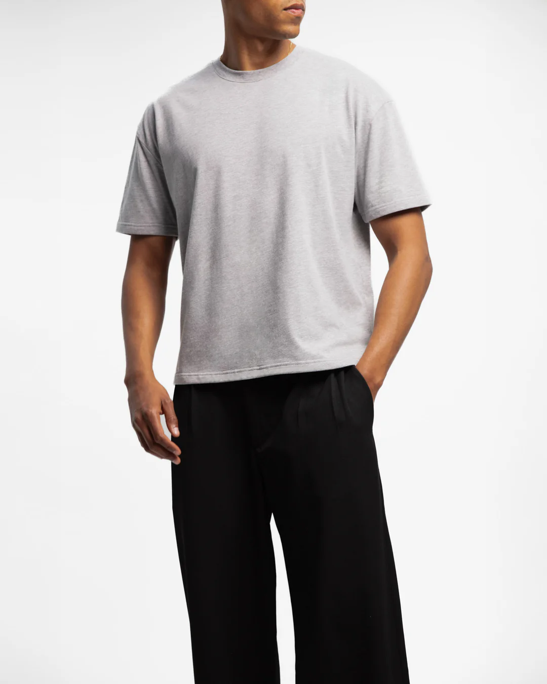 PERPLEX Cropped Boxy Fit T-Shirt in Heather Grey