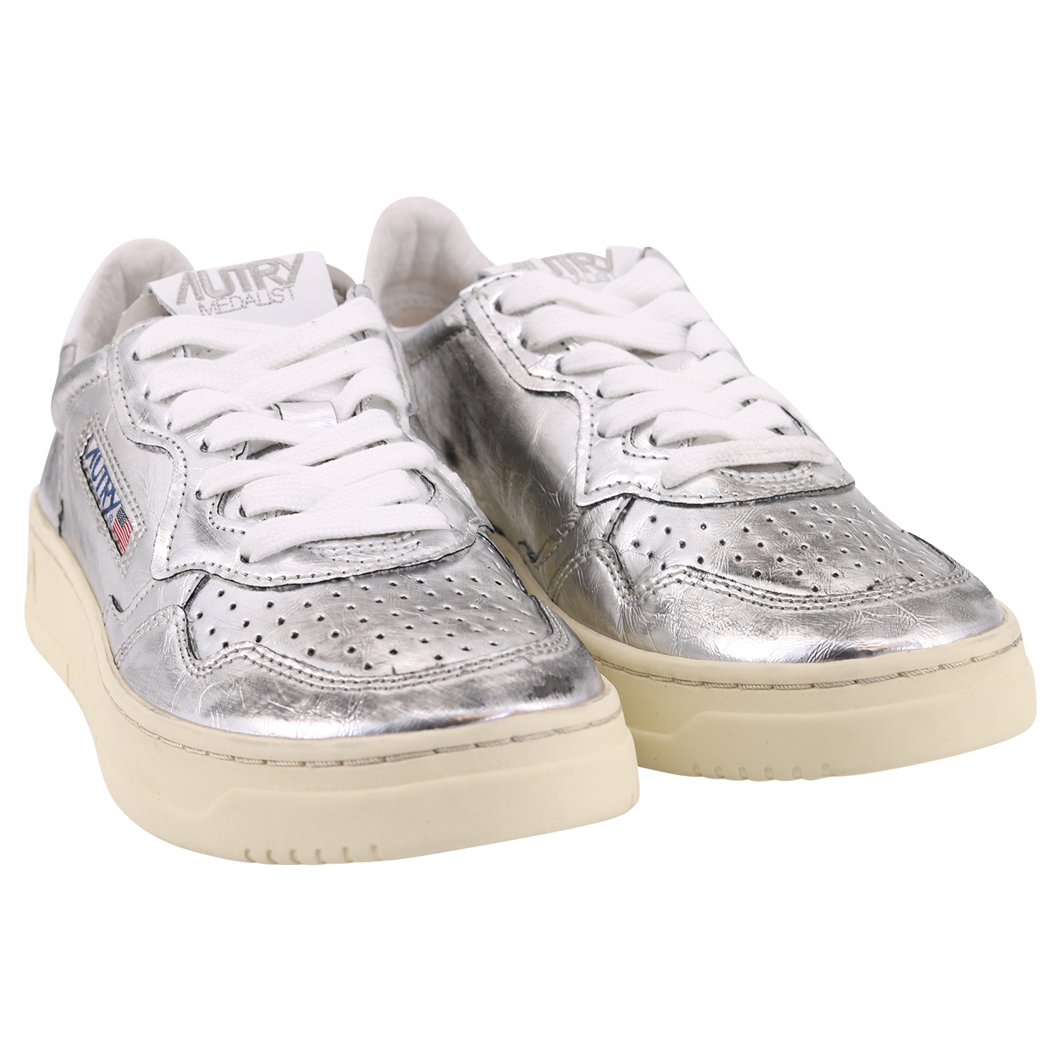 Autry Action Shoes Laminated Silver Leather 37