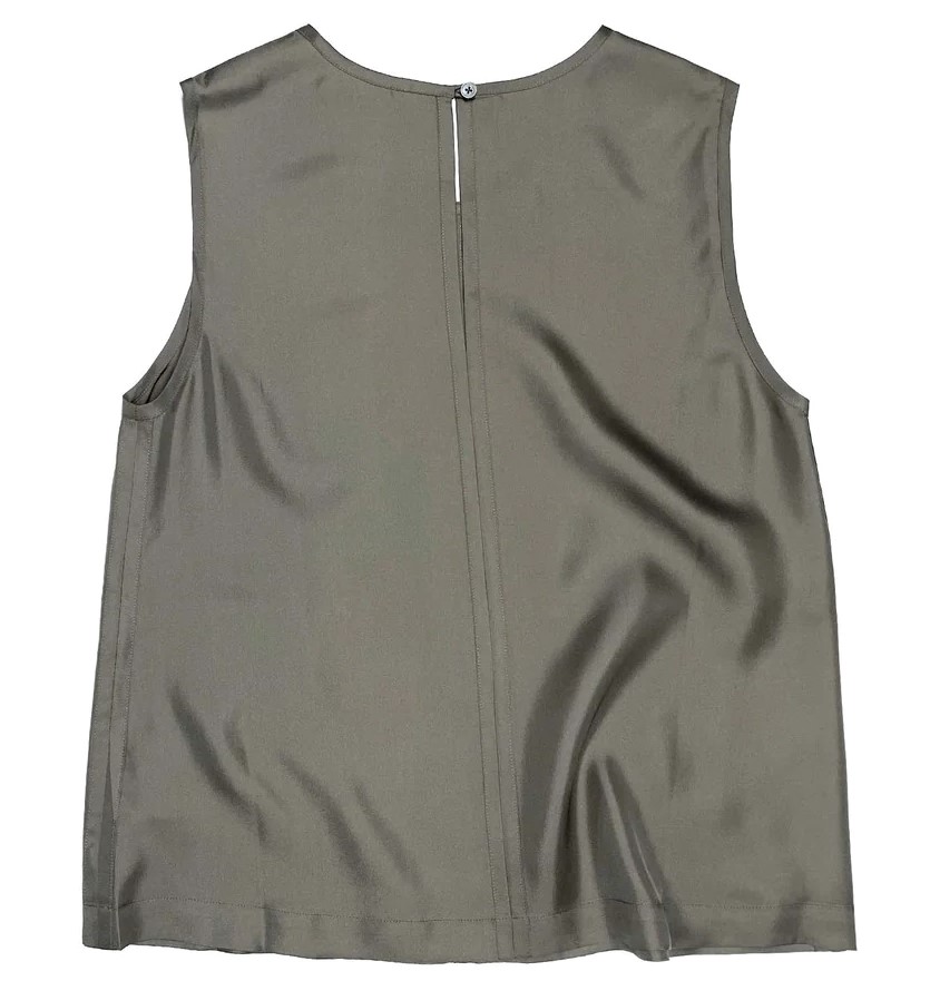 6397 Seamed Shell Silk Tank in Slate Grey