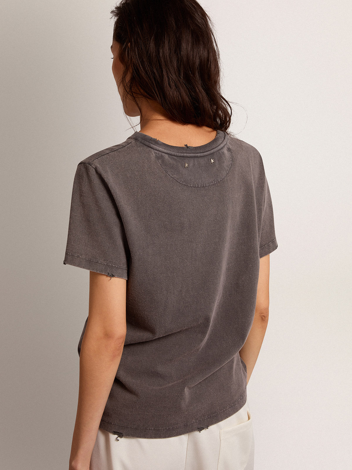 Golden Goose Distressed T-Shirt in Anthracite M