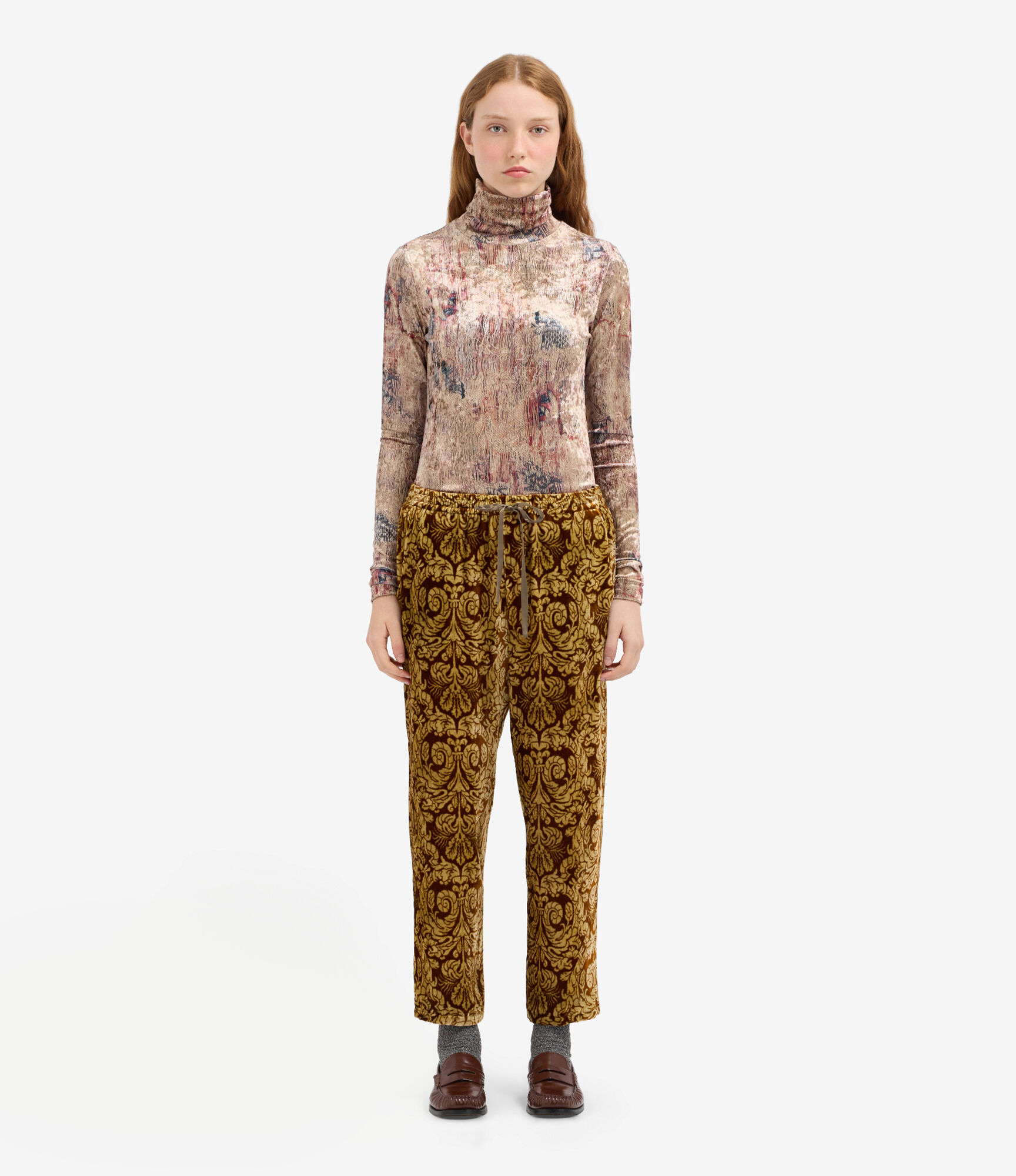 PIERRE-LOUIS MASCIA Short Velvet Pant Brown/Beige