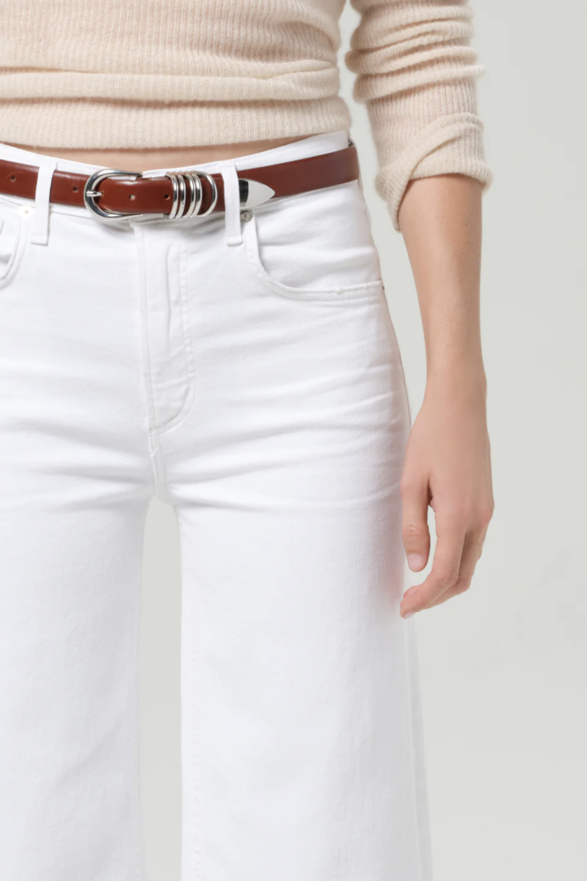 CITIZENS OF HUMANITY Lyra Wide Leg Crop Jeans in Soft White