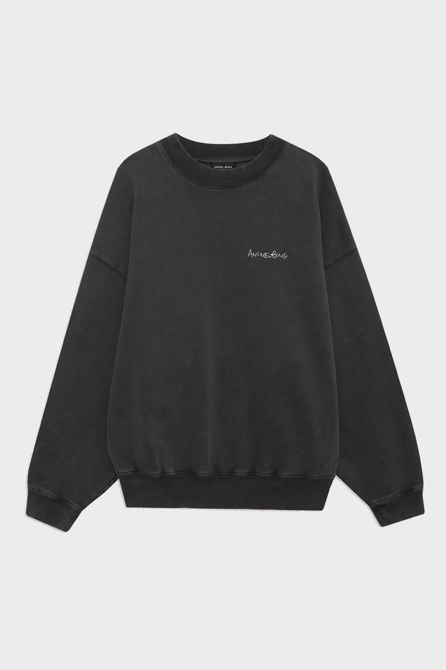 ANINE BING Jaci Sweatshirt Lyrics in Washed Black ANINE BING Jaci Sweatshirt Lyrics in Washed Black