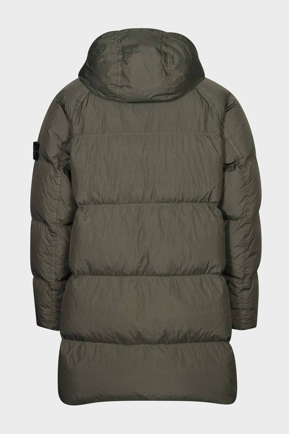 STONE ISLAND Garment Dyed Crinkle Reps Hooded Down Coat in Olive 3XL