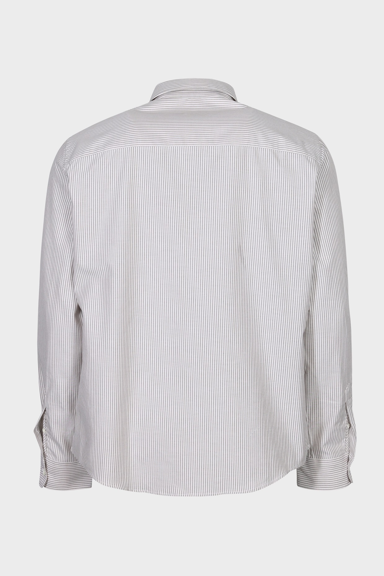 AMI PARIS Classic Fit Oxford Shirt in Loden/Natural White Stripes
