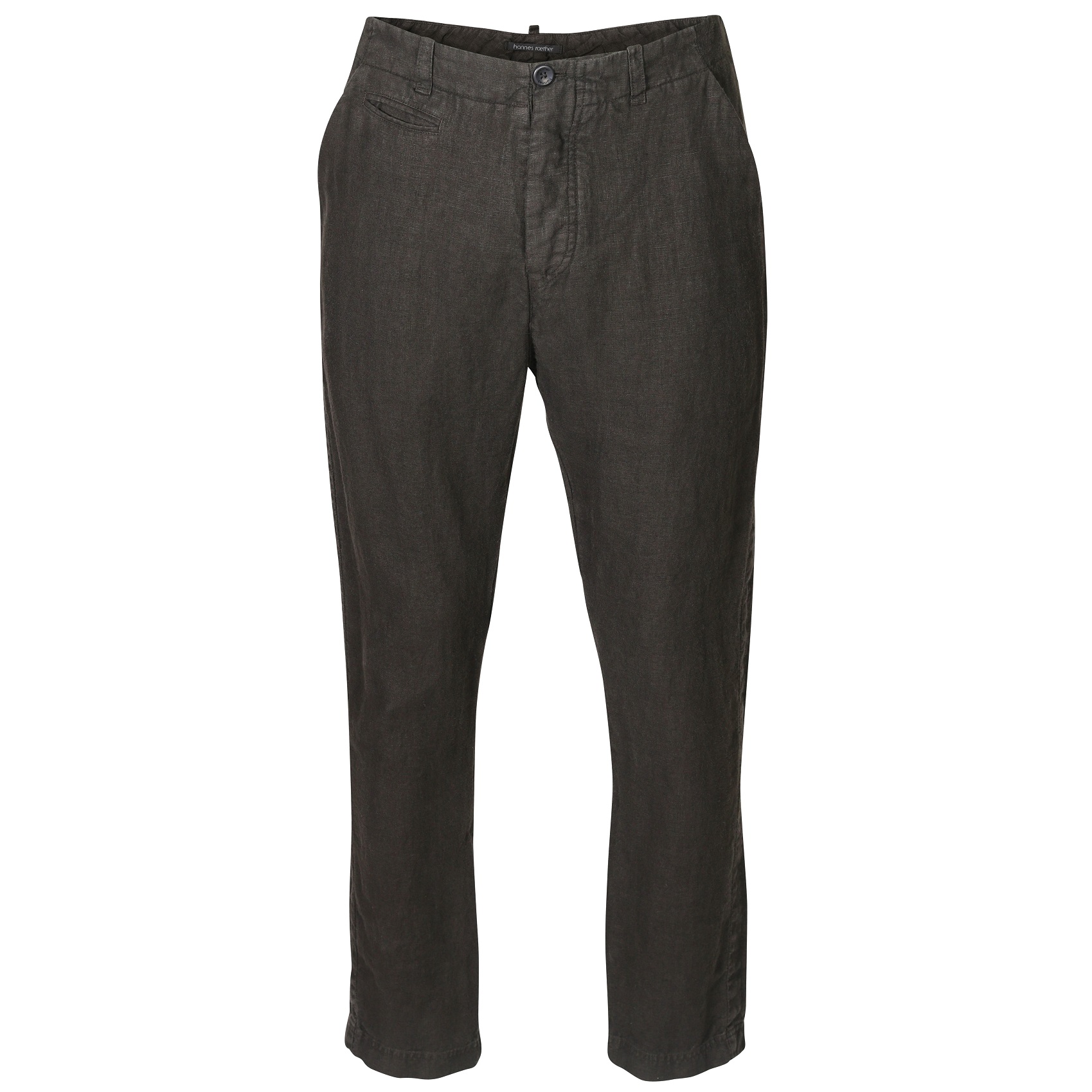 HANNES ROETHER Linen Pant in Dark Olive XXL