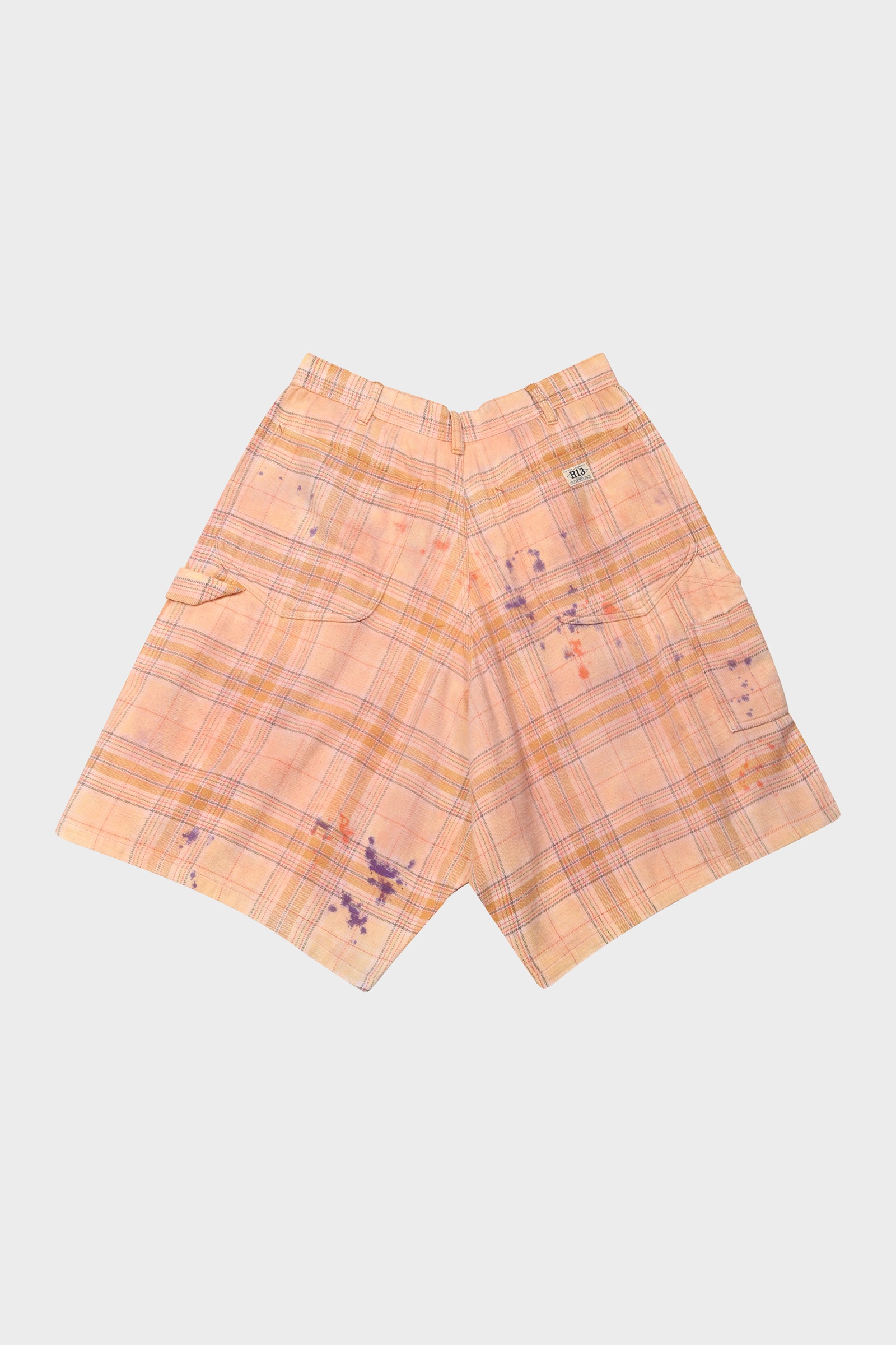 R13 Carpenter Short in Overdyed Orange Purple Plaid