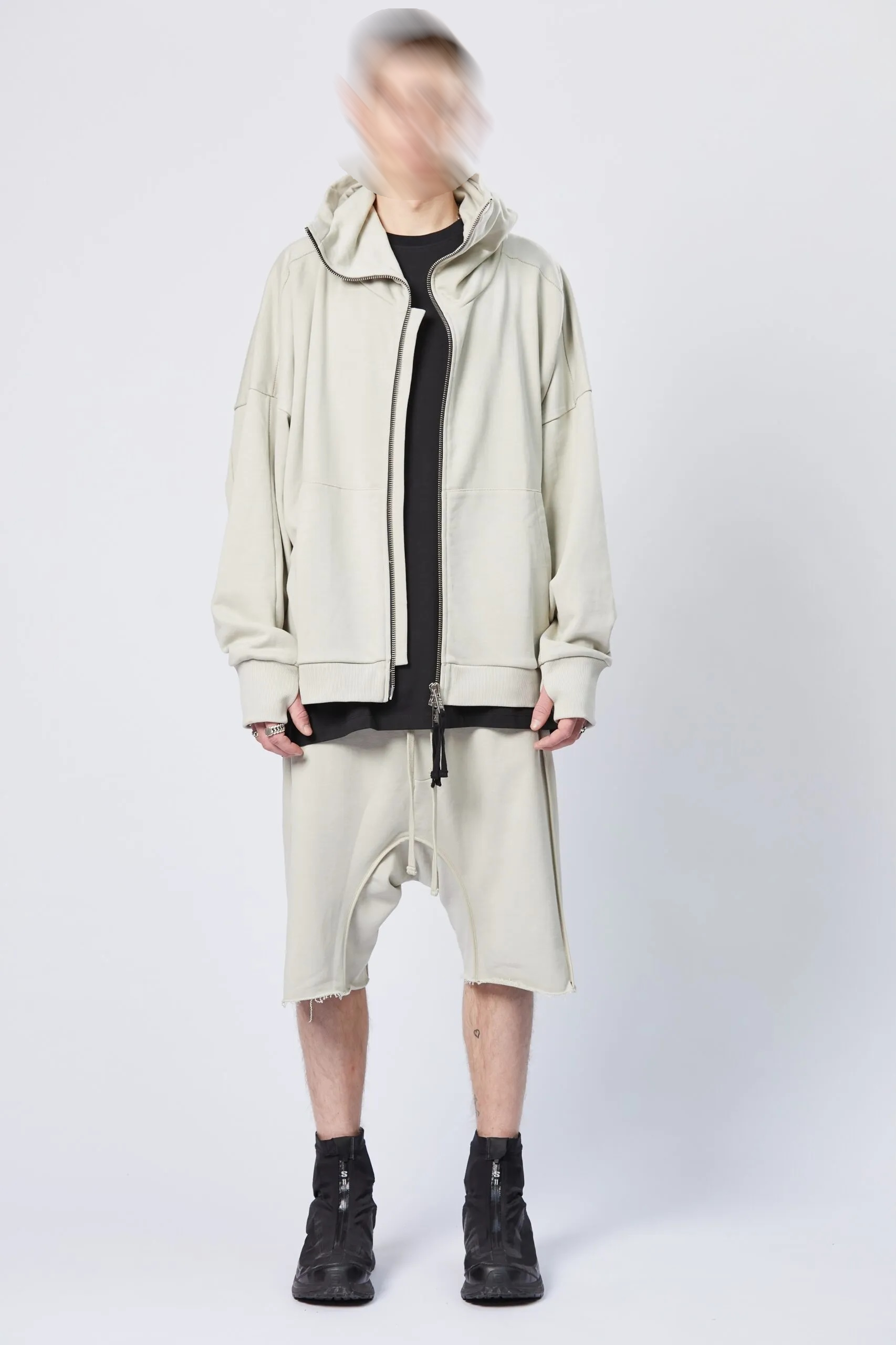 THOM KROM Oversize Zip Hoodie in Sand Shell S