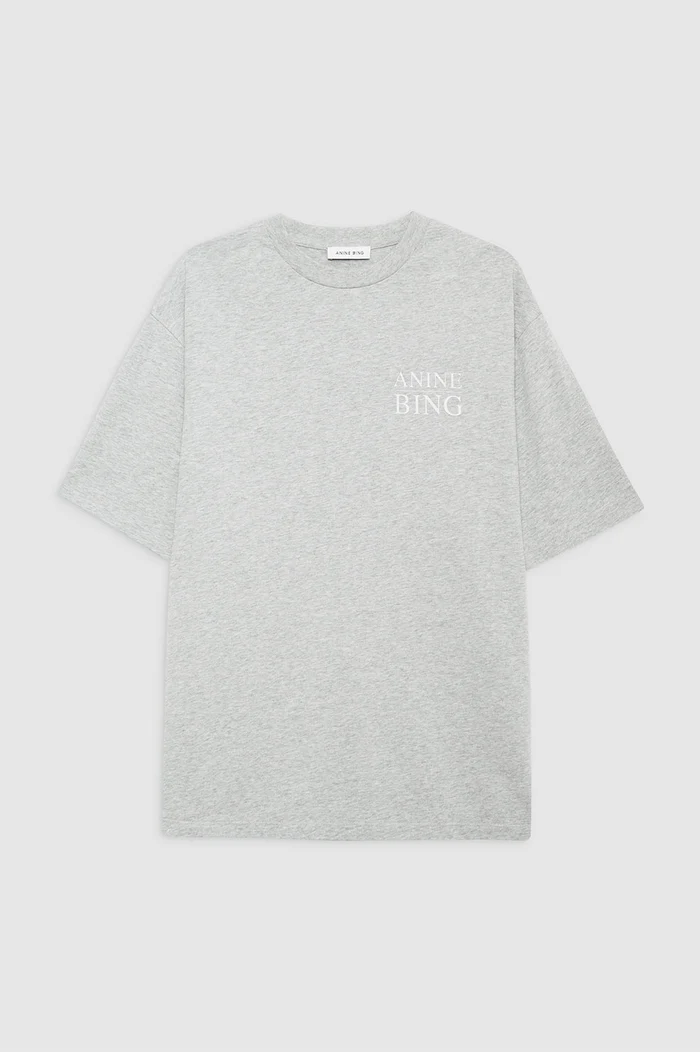 ANINE BING Myers T-Shirt Serif NY in Heather Grey ANINE BING Myers T-Shirt Serif NY in Heather Grey