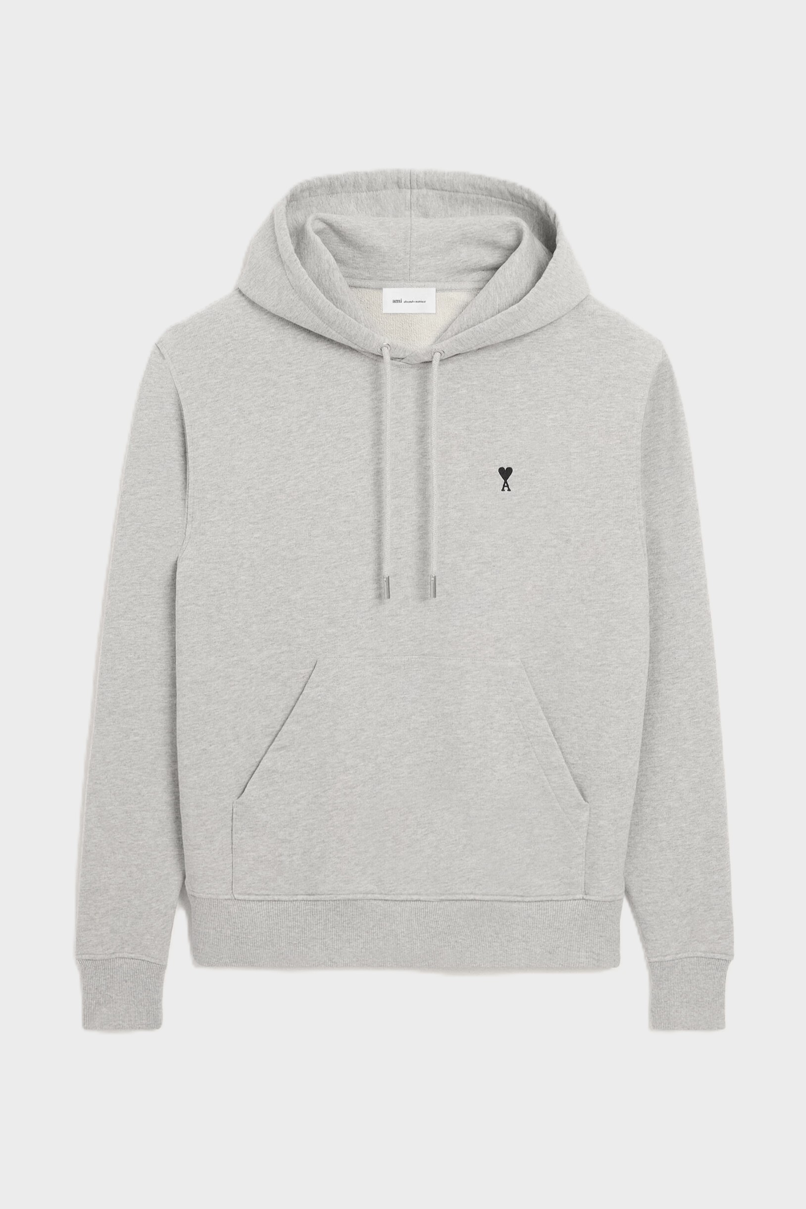 AMI PARIS de Coeur Logo Hoodie in Heather Ash Grey/Black