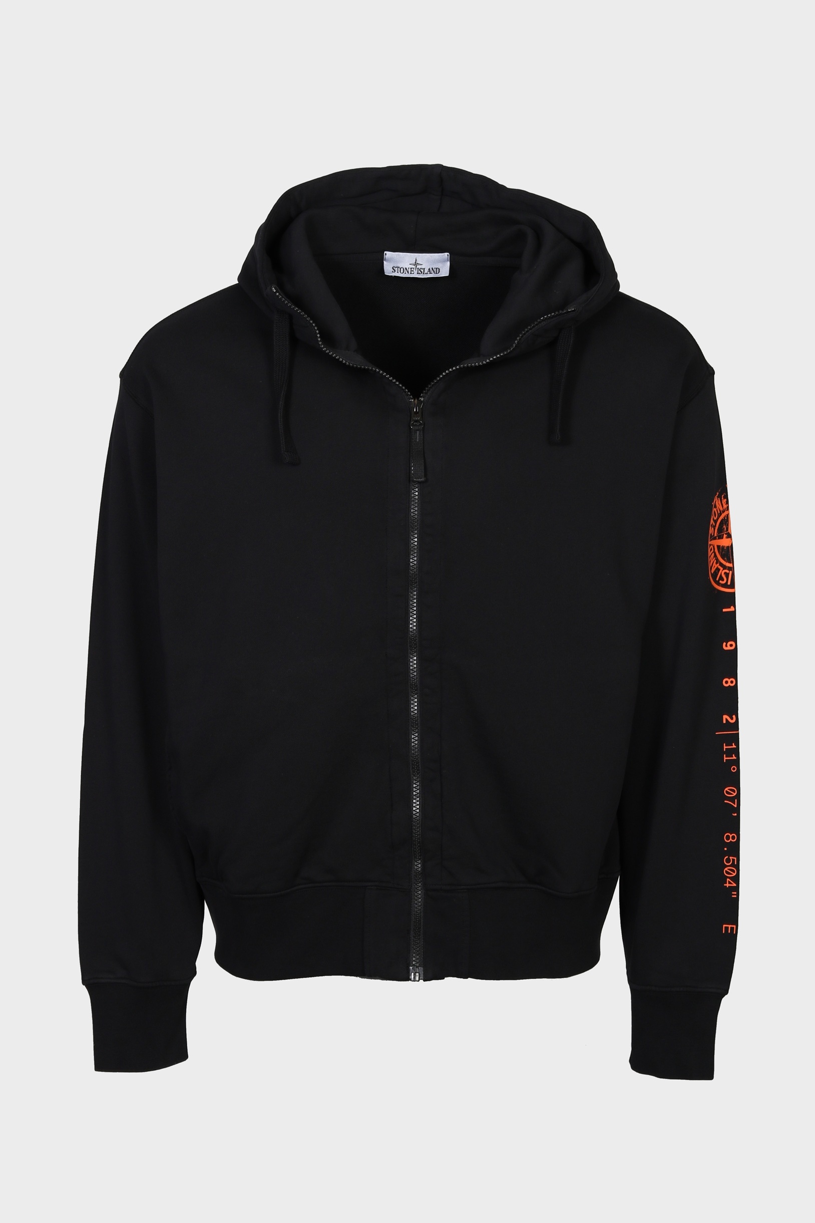 STONE ISLAND Printed Zip Hoodie in Black