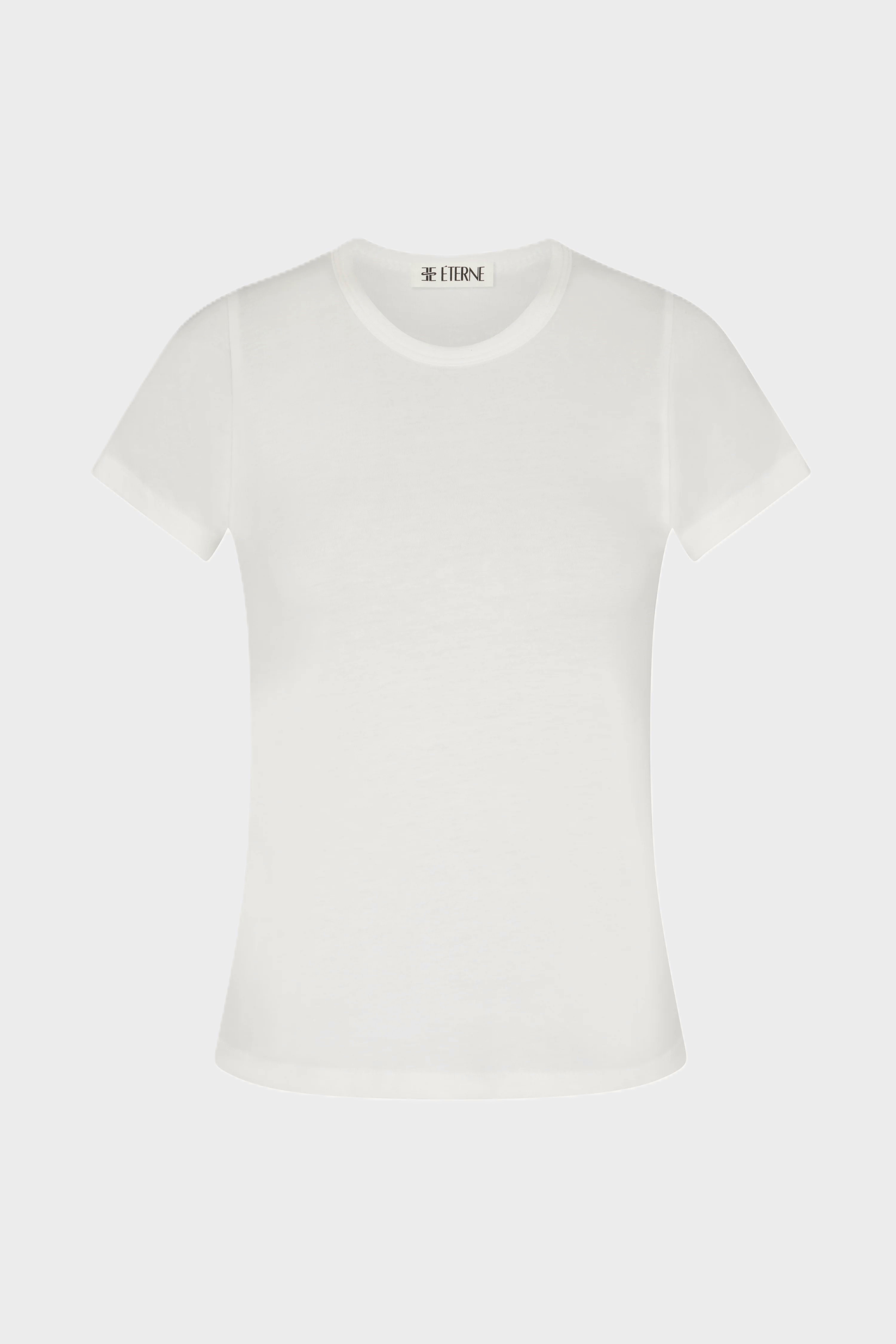 ÉTERNE Fitted Crewneck T-Shirt in Ivory XL