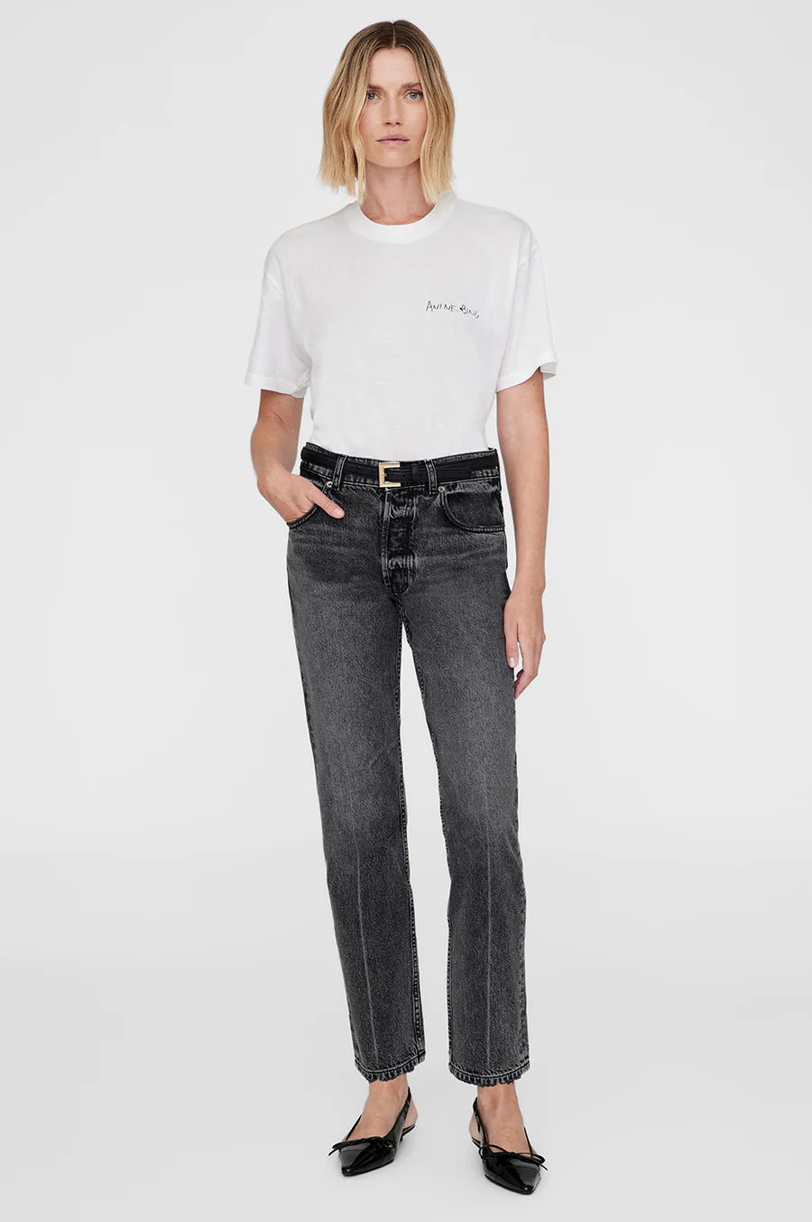 ANINE BING Walker T-Shirt Lyrics in Ivory