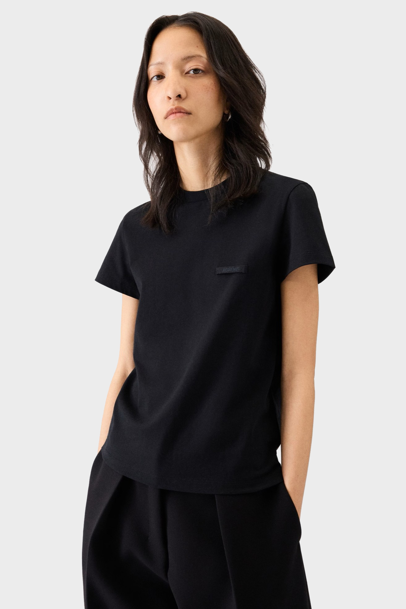JACQUEMUS Grosgrain T-Shirt in Black