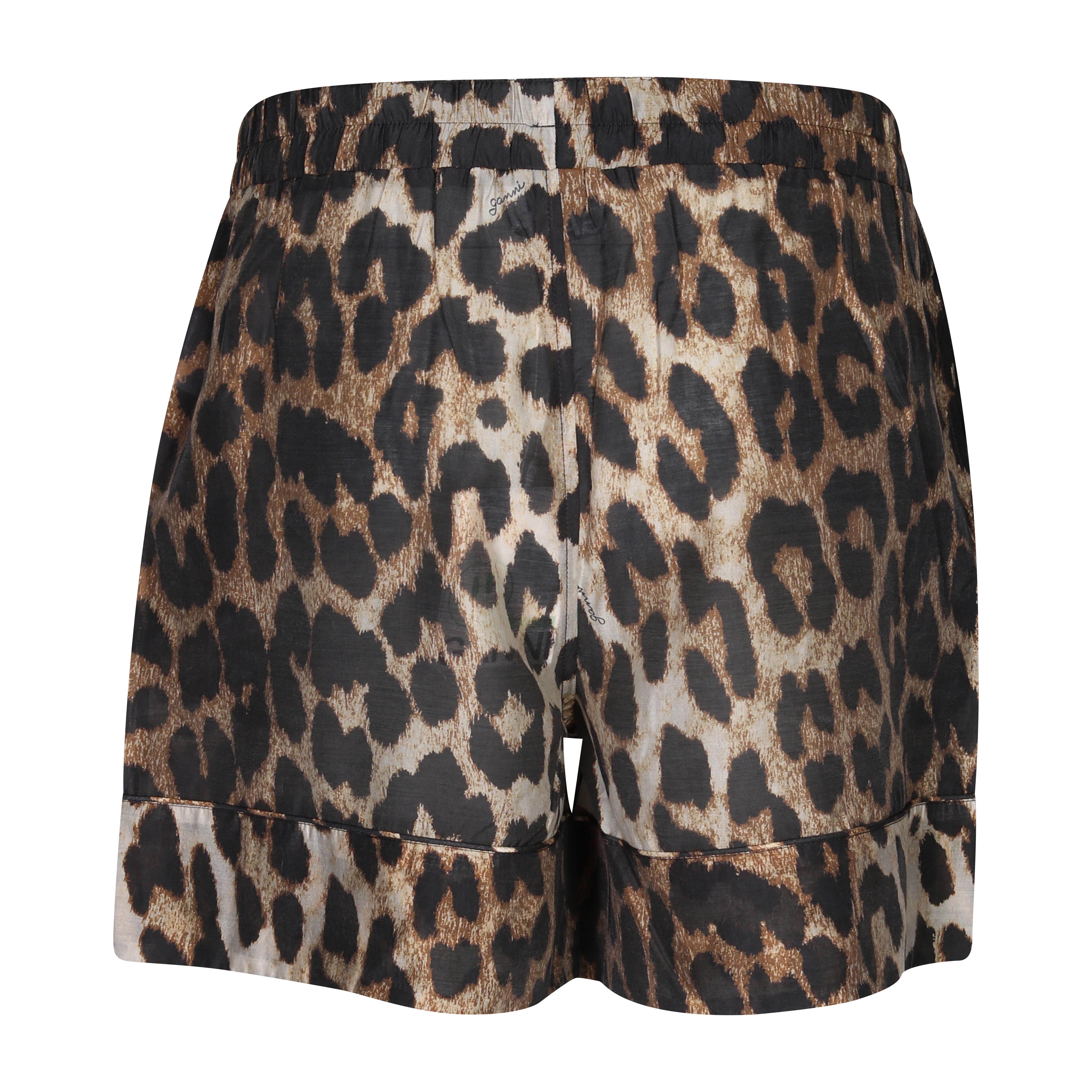 Ganni Sheer Voile Shorts in Leopard 34