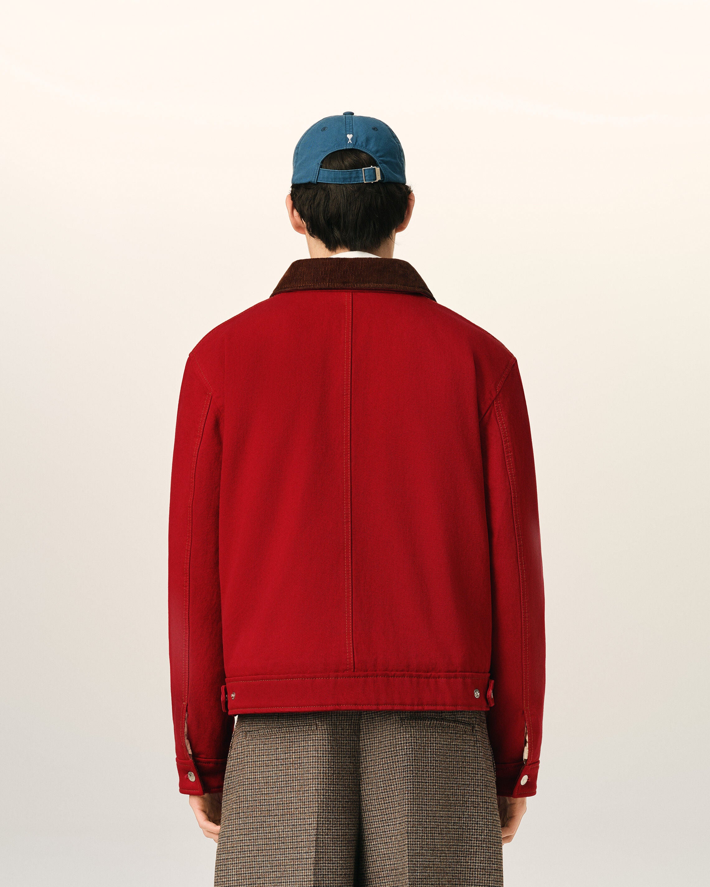 AMI PARIS Cotton Twill Jacket with Corduroy Collar