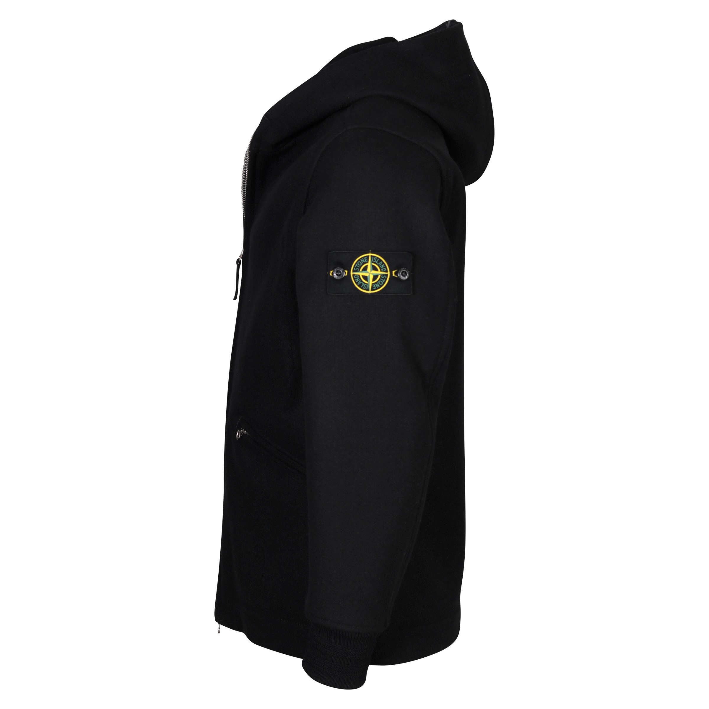Stone Island Hooded Wool Jacket Panno Speciale in Black