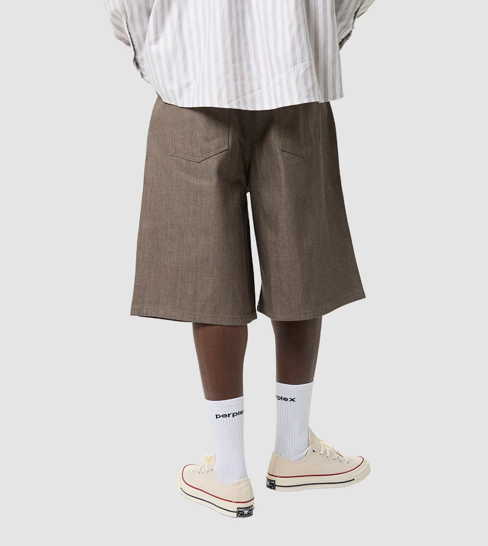 PERPLEX Japanese Raw Denim Shorts in Brown