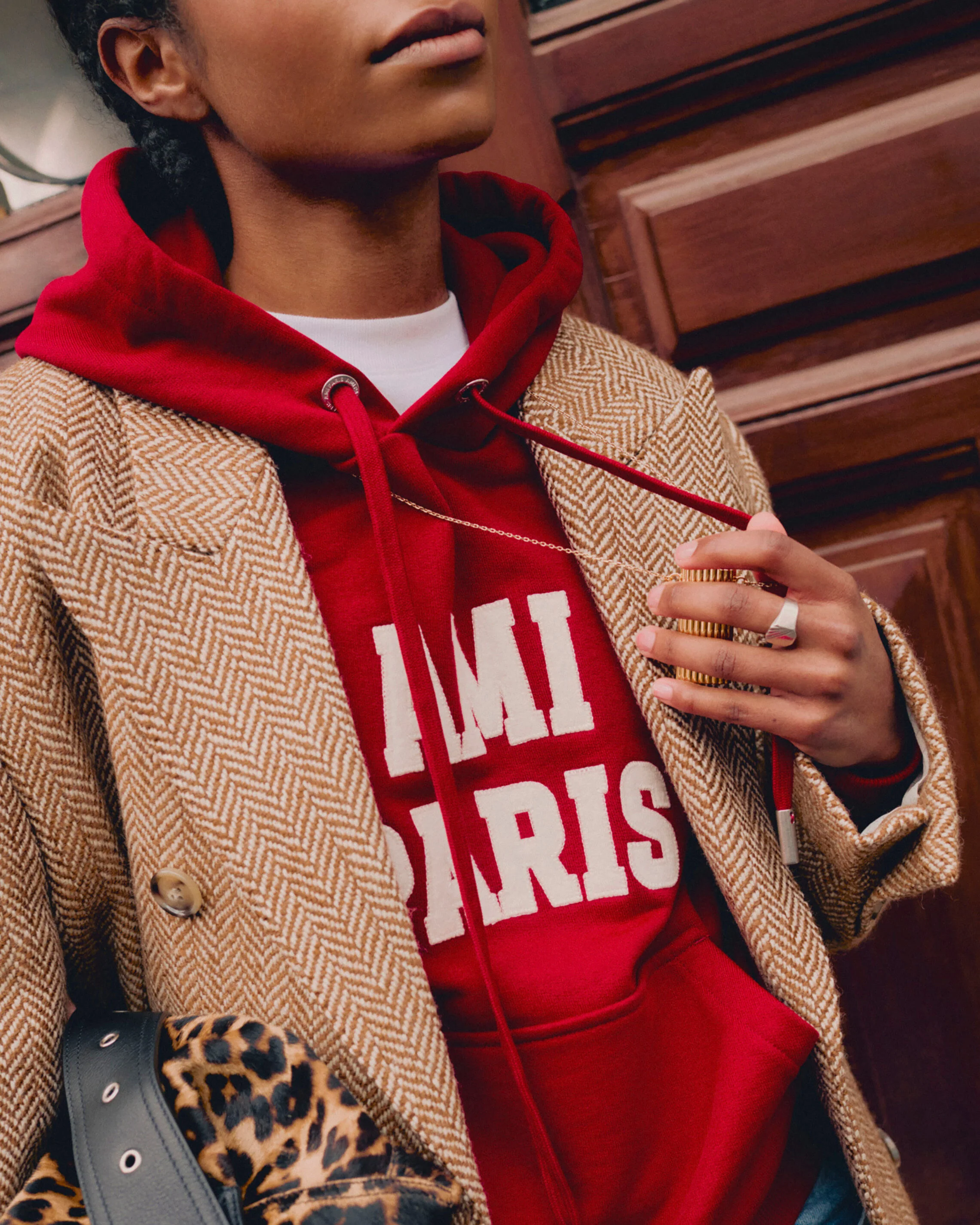 AMI PARIS Hoodie in Ruby Red