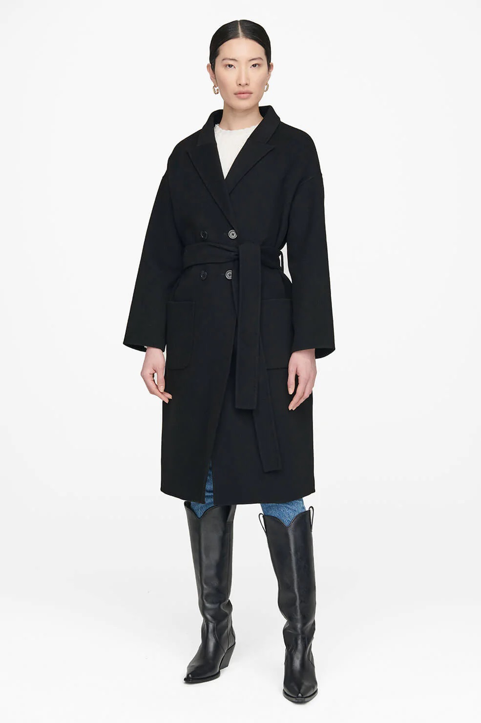 Anine Bing Wool Coat Dylan in Black L