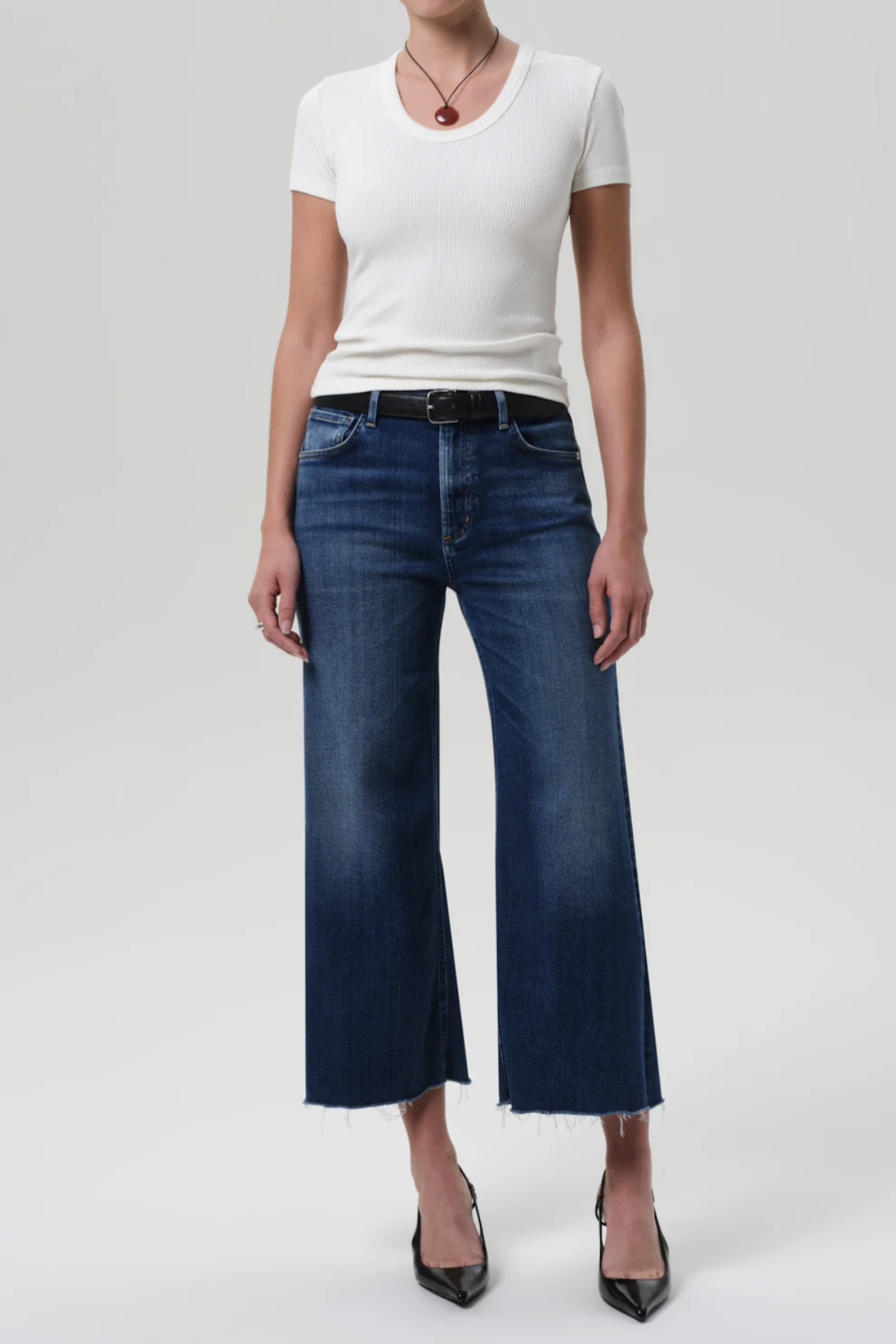 CITIZENS OF HUMANITY Lyra Wide Leg Crop Jeans in Dark Blue