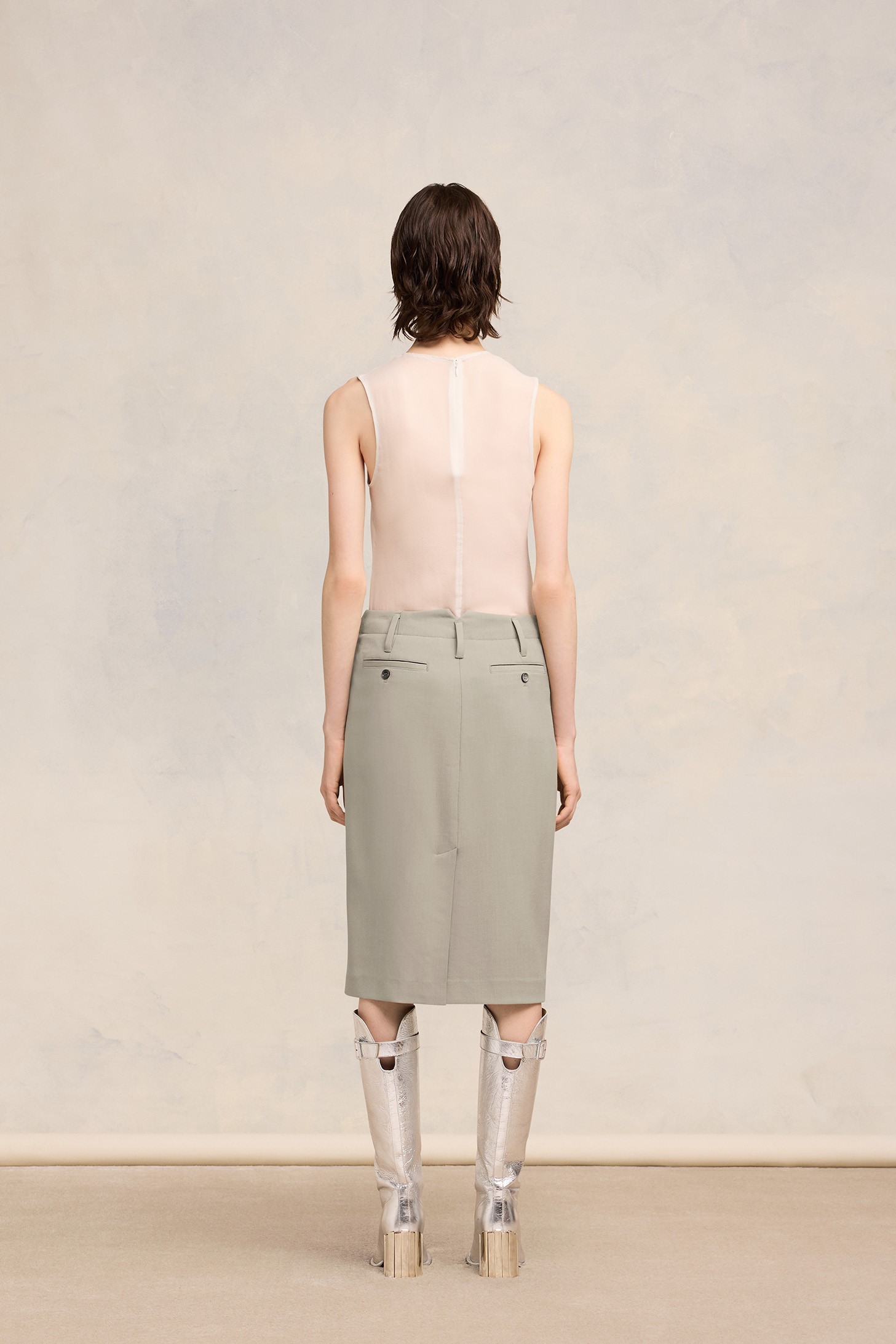 AMI PARIS Pencil Skirt in Light Taupe FR36 / DE34