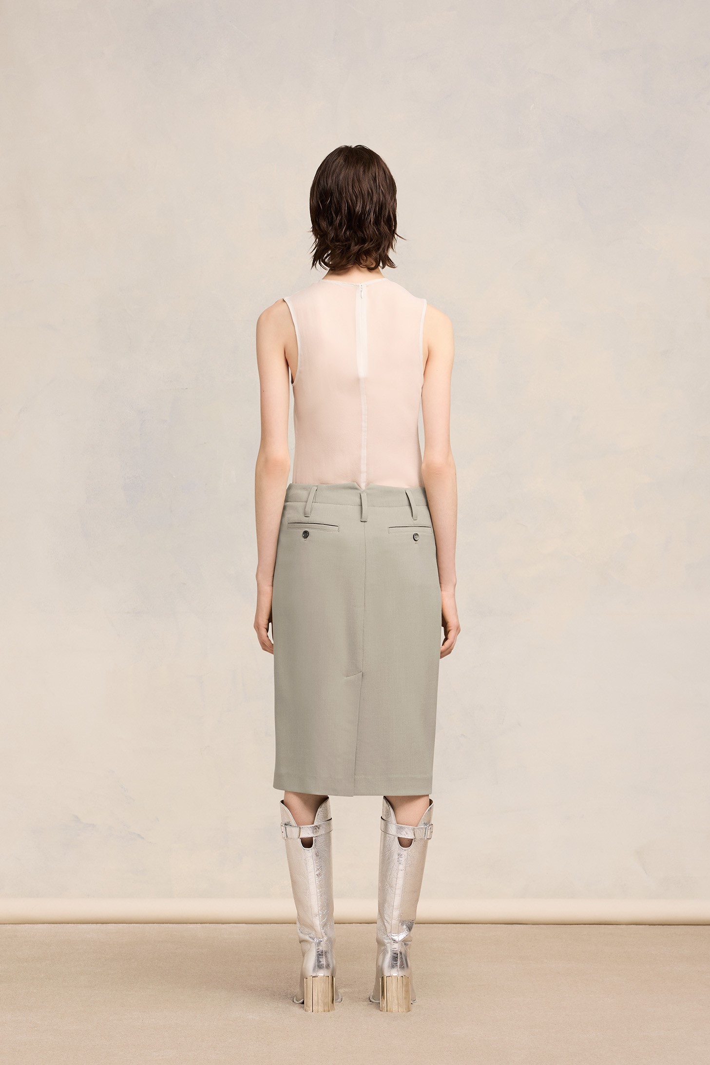 AMI PARIS Pencil Skirt in Light Taupe FR38 / DE36