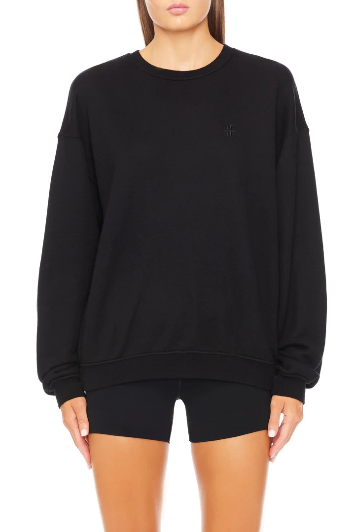 ÉTERNE Oversized Crewneck Sweatshirt in Black L